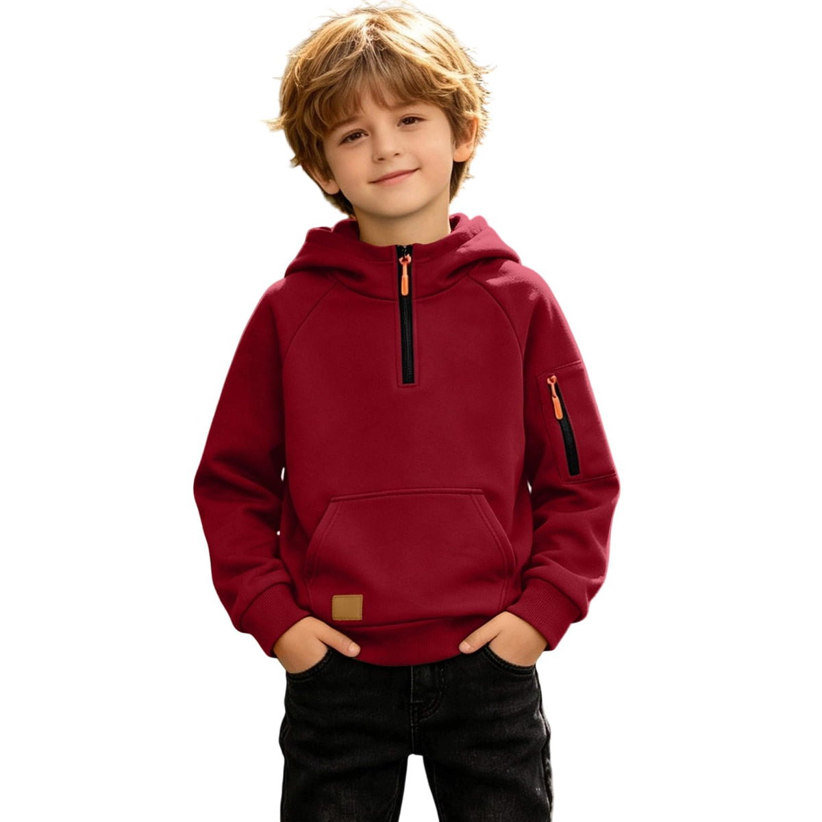 Boys Hoodies Quarter Zip Long Sleeve Pullover Hooded Sweatshirt 2026 Kids Fall Winter Teen Boy Clothes 4-15 Years