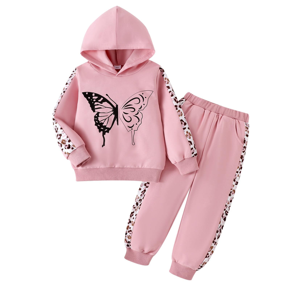 Girls Clothes Toddler Leopard Hoodie and Sweatpants Set, Ages 4-12
