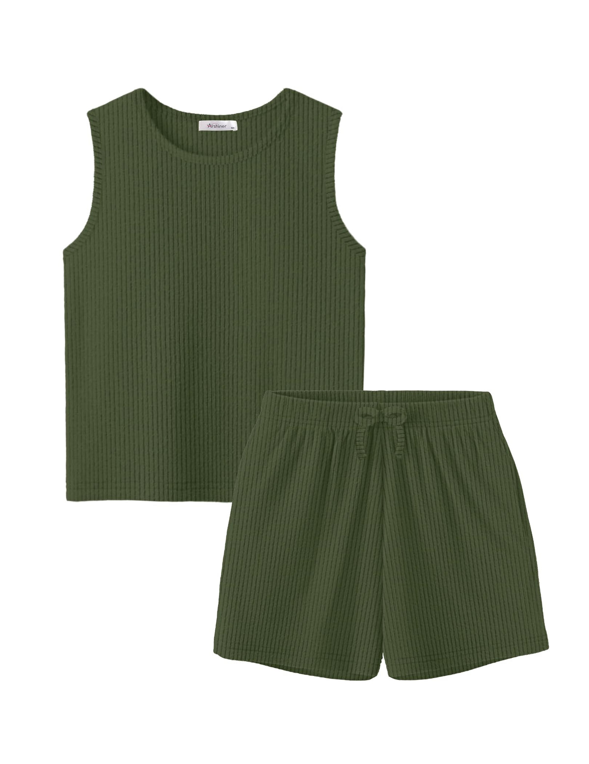 Arshiner Girls Summer 2 Piece Outfits Sleeveless Rib Knit Tops and Shorts