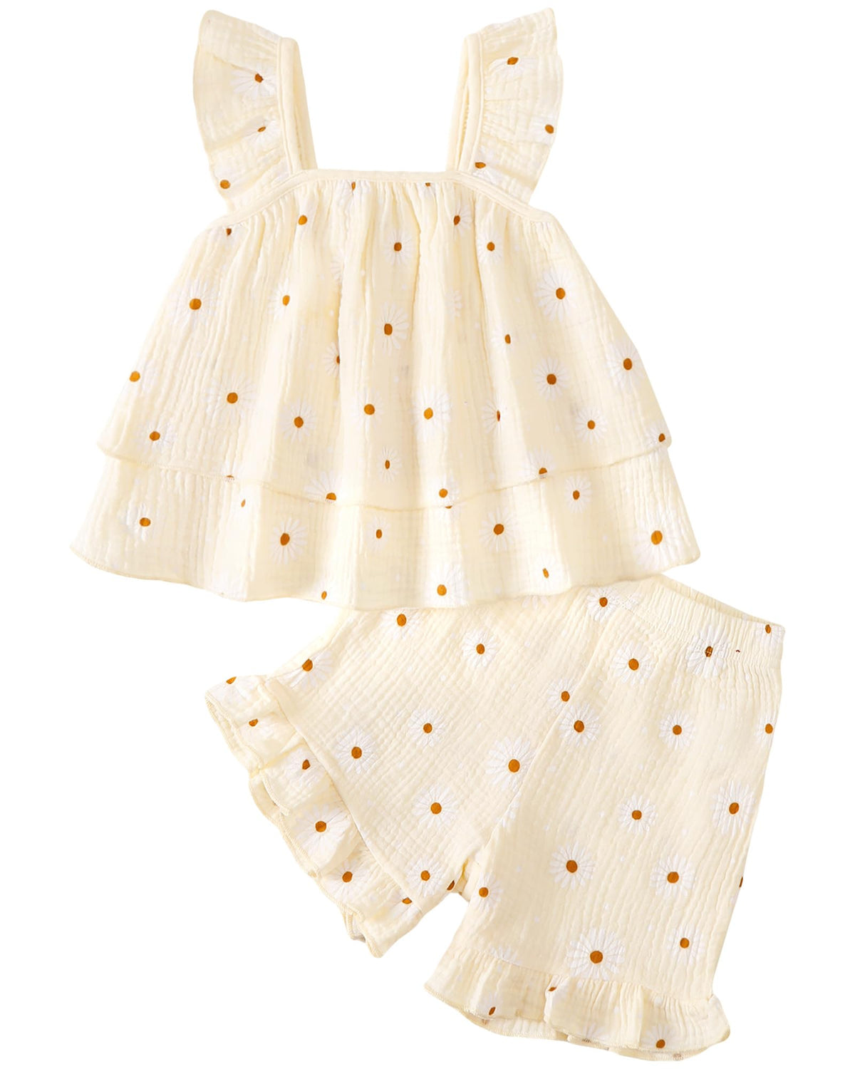 Jecson Toddler Girl Outfits Baby Girl Summer Clothes Sleeveless Ruffle Dress Tops and Shorts Clothing Sets 12M-4Y