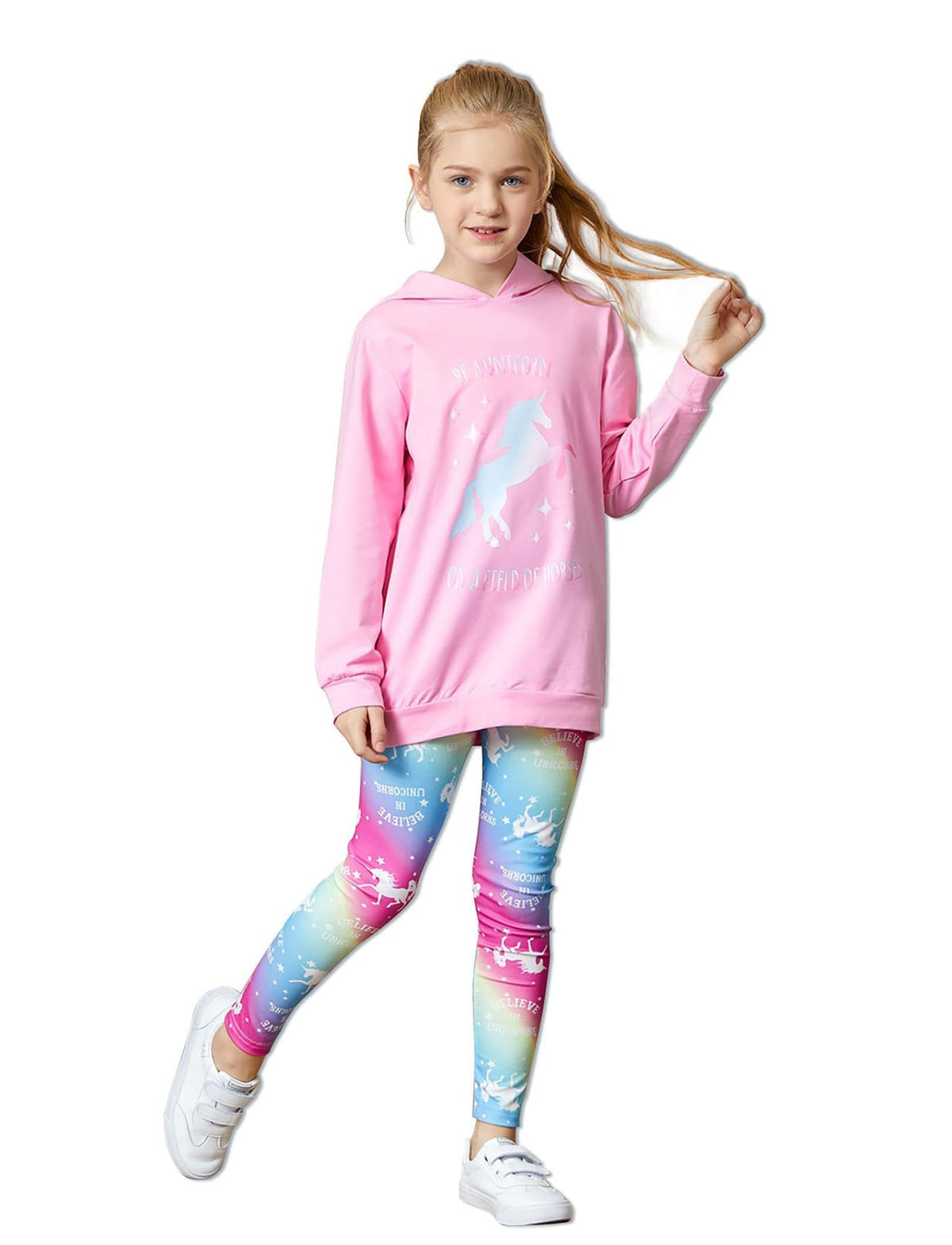 PATPAT Girls Hooded Sweatshirt Leggings Set 2 Piece Fall Outfit 4-12Y