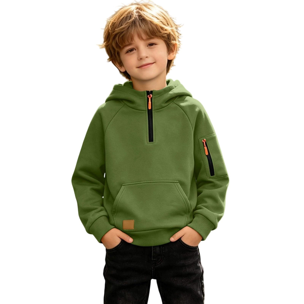 Boys Hoodies Quarter Zip Long Sleeve Pullover Hooded Sweatshirt 2026 Kids Fall Winter Teen Boy Clothes 4-15 Years