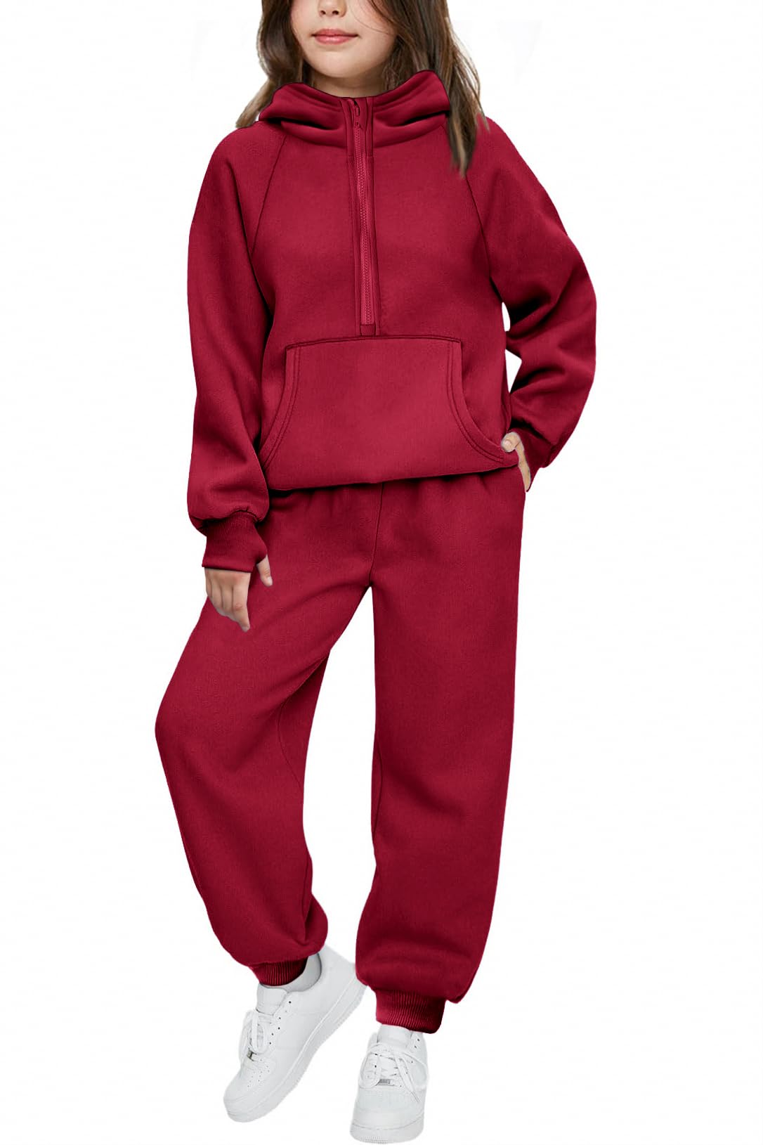 Arshiner Girls 2 Piece Outfits Sweatsuit Half Zip Sweatshirt and Sweatpants