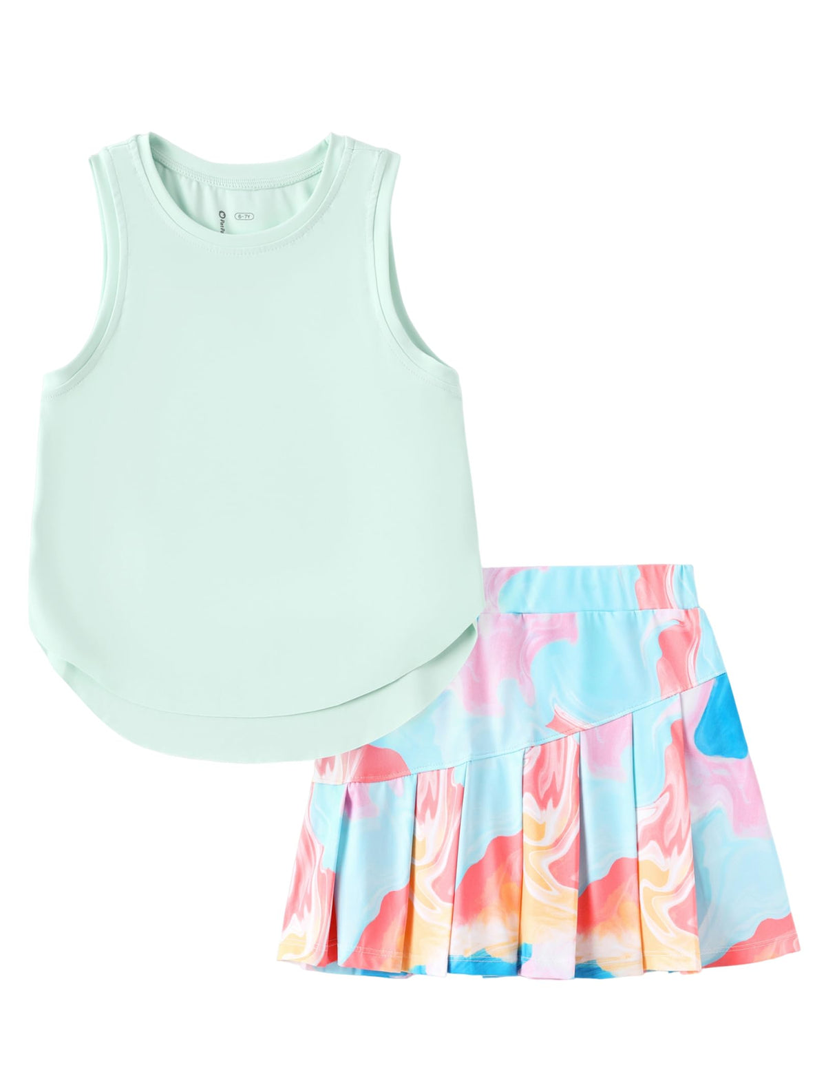 PATPAT Girls Tennis Skirt Sets Tank Top + Pleated Skort Activewear 5-12Y