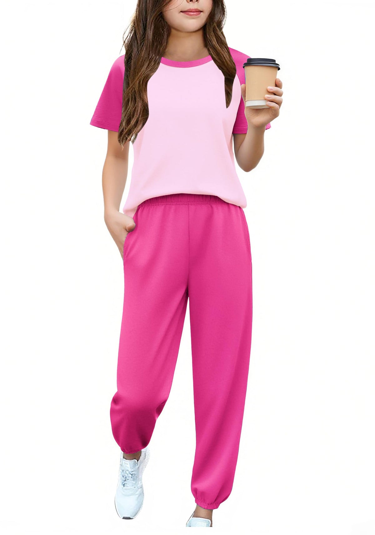 Arshiner Girls Outfits Fashion Short Sleeve Tops and Jogger Pants Set