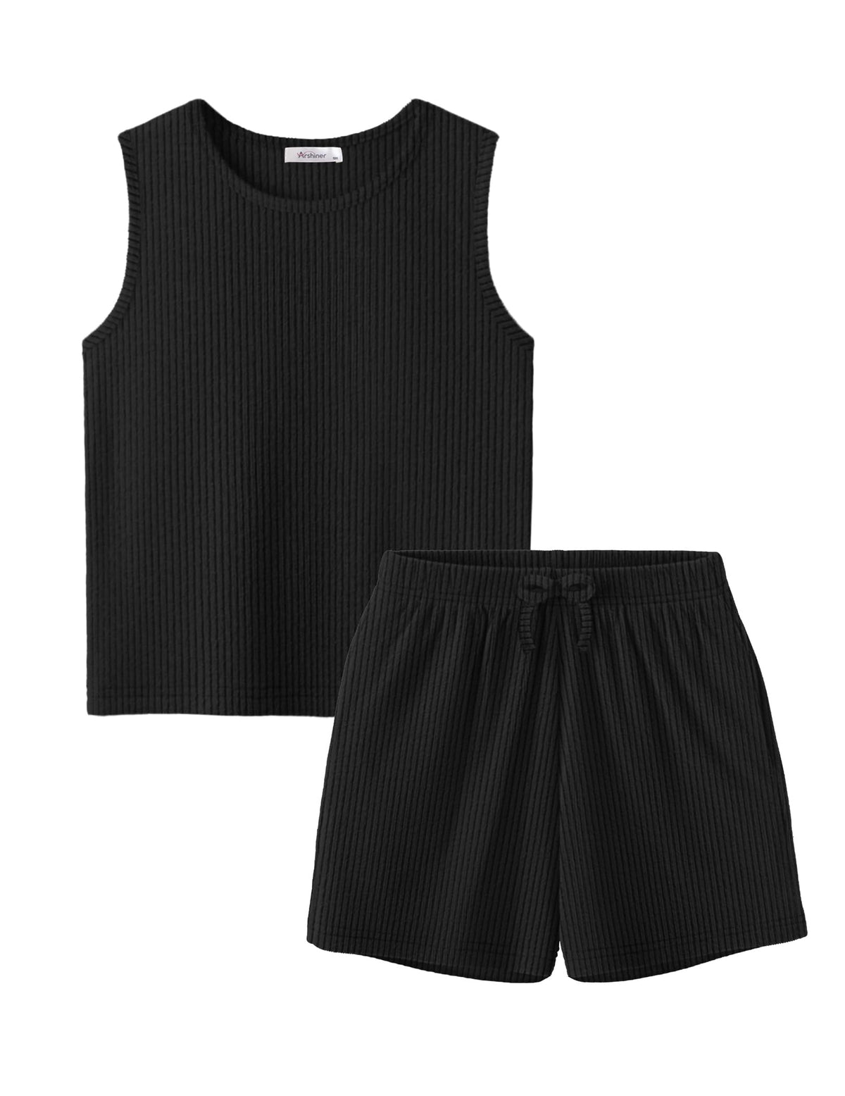 Arshiner Girls Summer 2 Piece Outfits Sleeveless Rib Knit Tops and Shorts