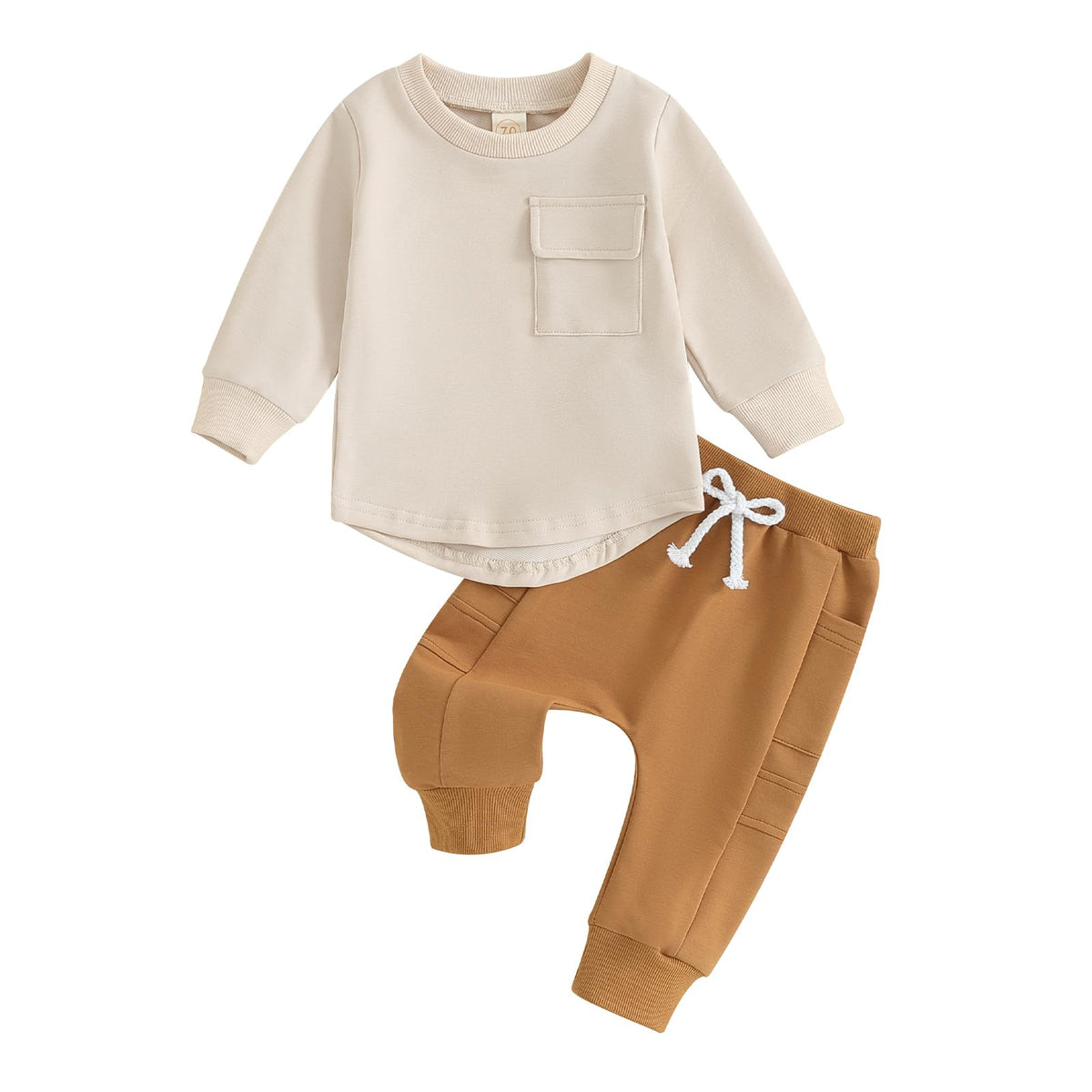 Toddler Baby Boy Fall Outfit Contrast Color Sweatshirt Tops with Elastic Waist Pants Cute Infant Newborn Winter Clothes