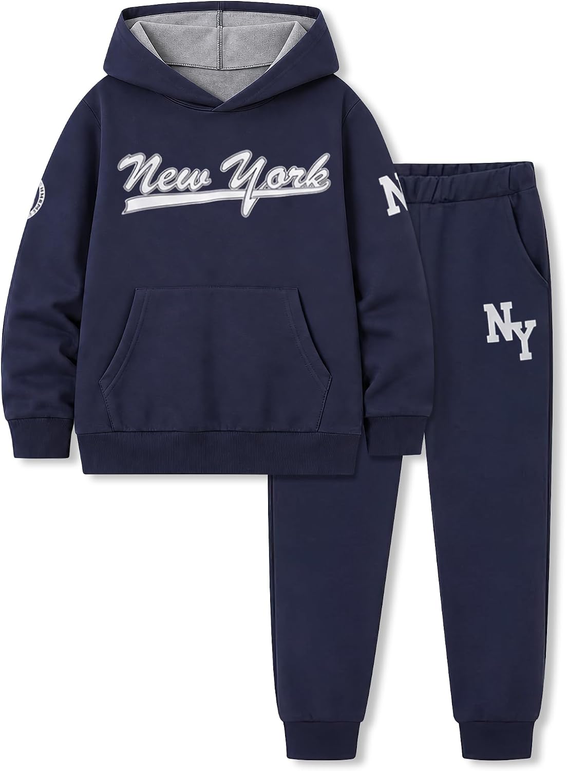 Boys Clothes Fall Hooded Long Sleeved Top and Pants 2 Piece Outfits Clothing Set with Pocket Size 5-9 Years
