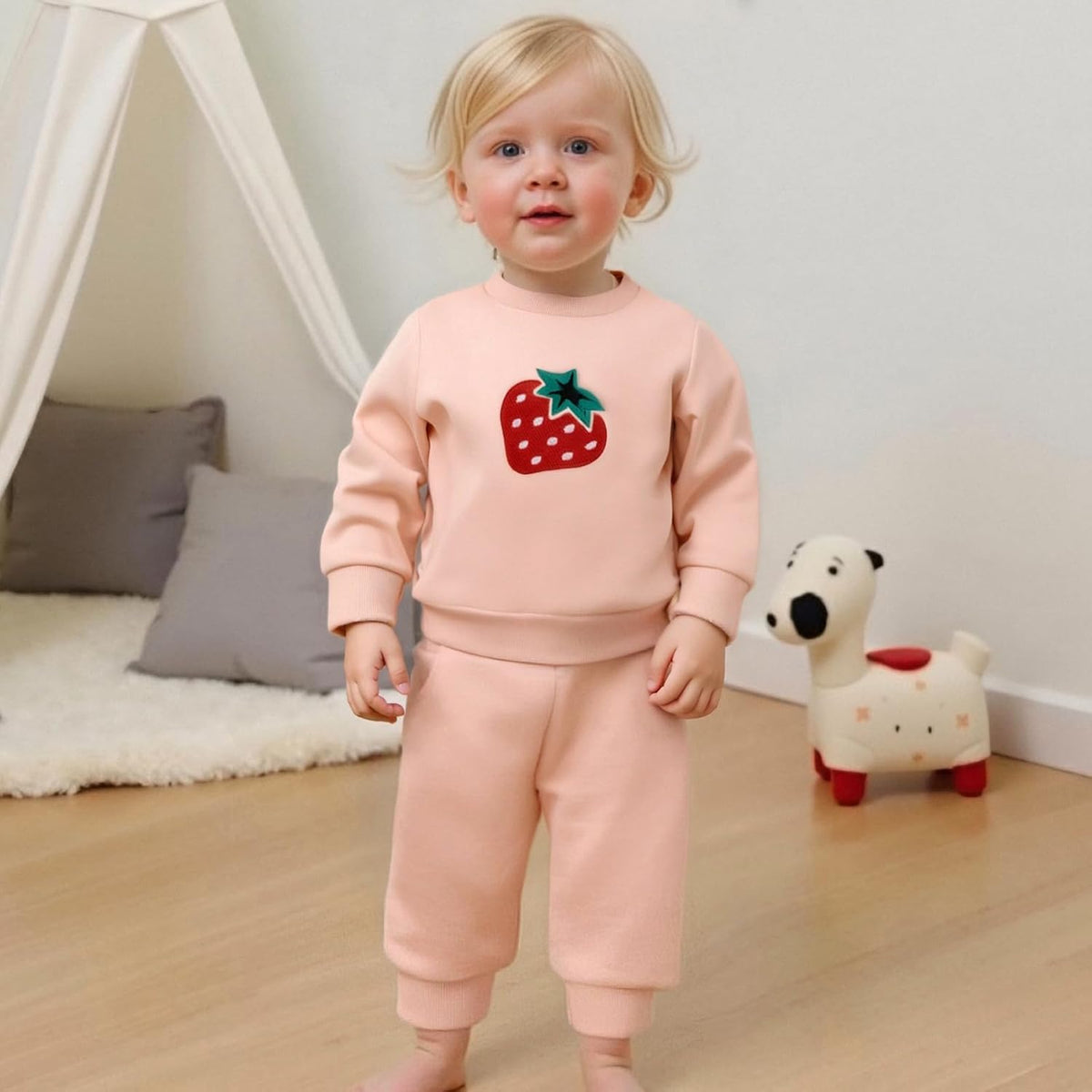 Amnnchya Toddler Clothes For Baby Girls Cute Strawberry Long Sleeve Sweatshirt Pants Girls Warm Fall Winter Outfits Set