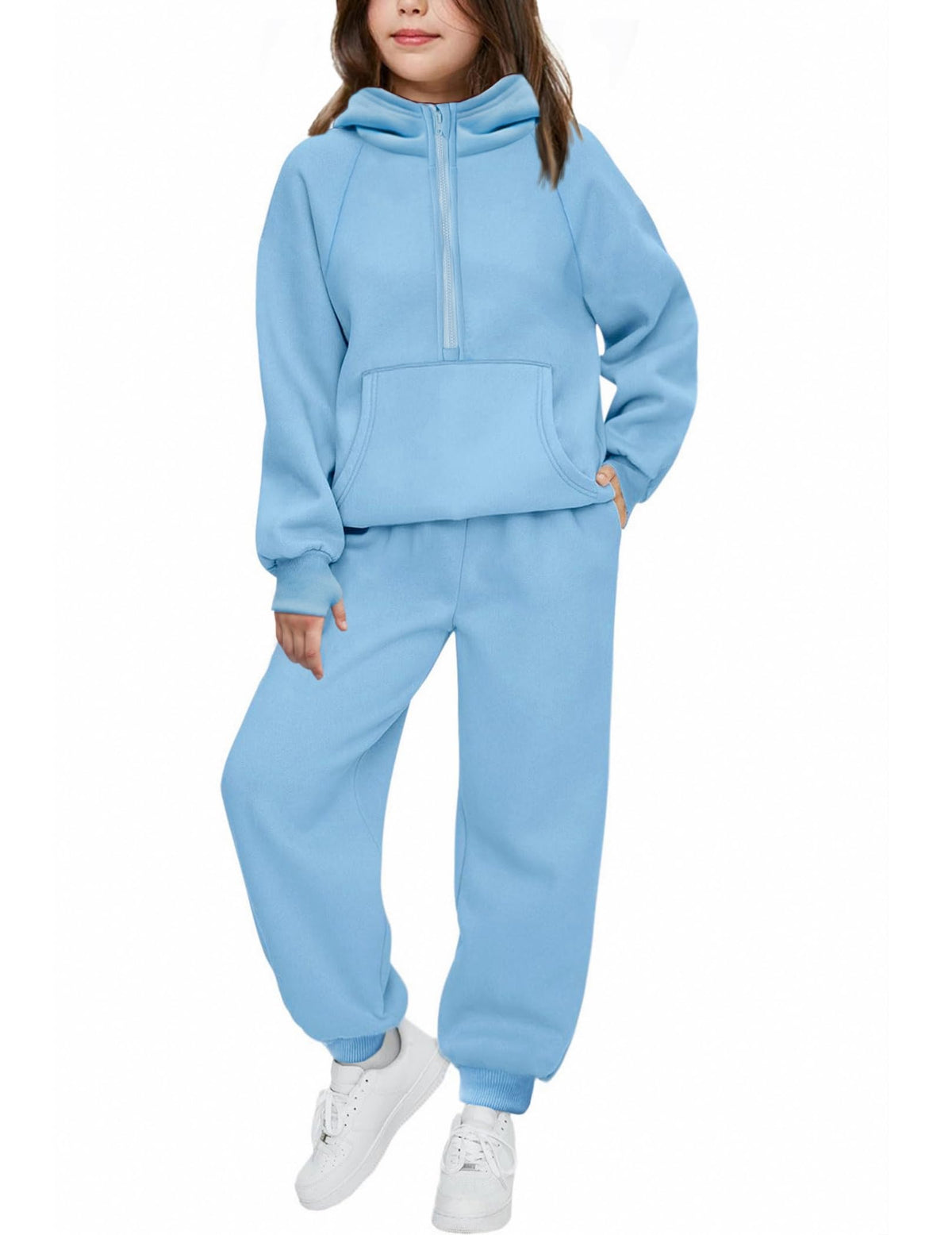 Arshiner Girls 2 Piece Outfits Sweatsuit Half Zip Sweatshirt and Sweatpants