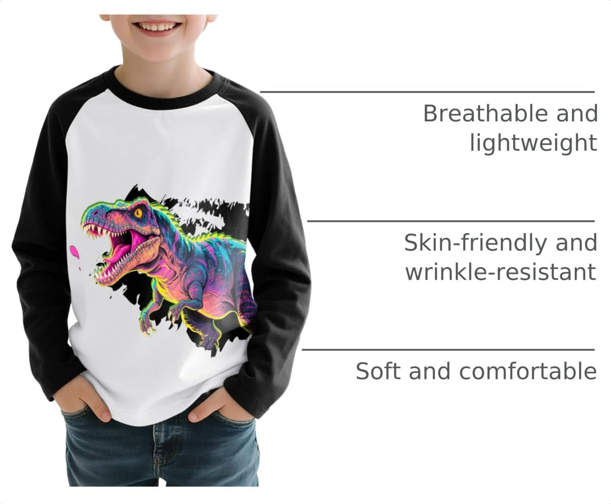 Toddler Boys Long Sleeve Shirts Crewneck Kids T-Shirts Graphic Casual Tops for 3-8 Years