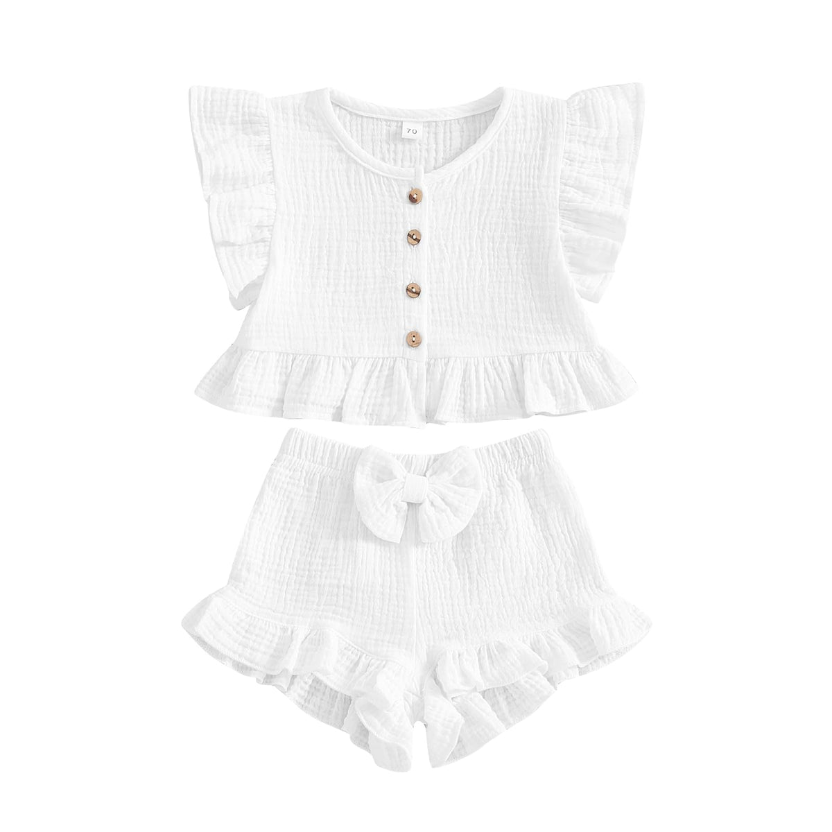 BemeyourBBs Summer Toddler Girl Clothes Baby Girl Ruffle Shirt Shorts Set
