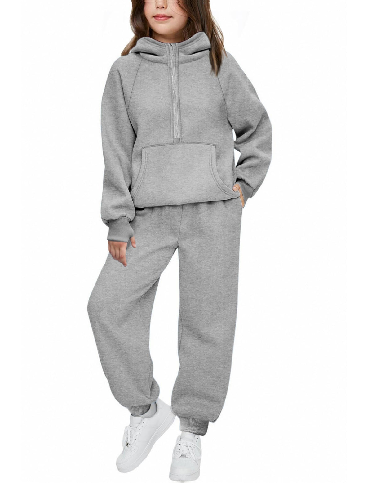 Arshiner Girls 2 Piece Outfits Sweatsuit Half Zip Sweatshirt and Sweatpants