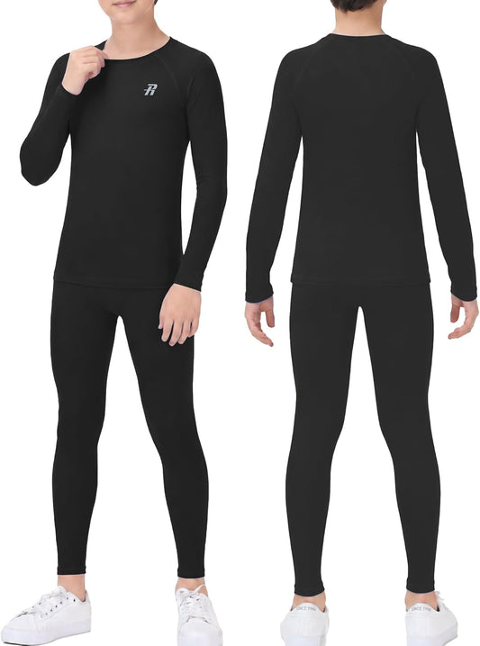 Runhit Boys Compression Shirts & Pants Set Youth Football Long Sleeve Undershirts Leggings Kids Sport Base Layer Tights UPF50
