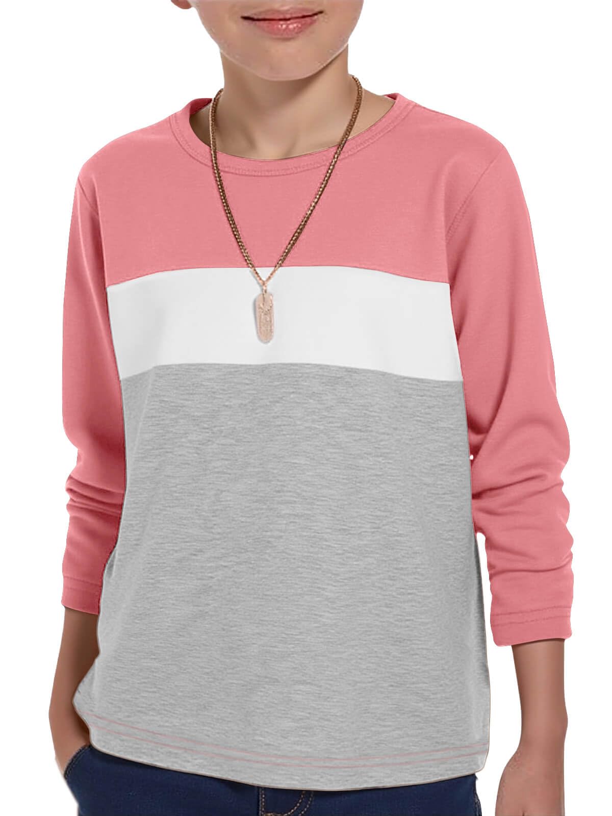 Haloumoning Boys Long Sleeve Shirts Color Block Fall Tops 5-14Y