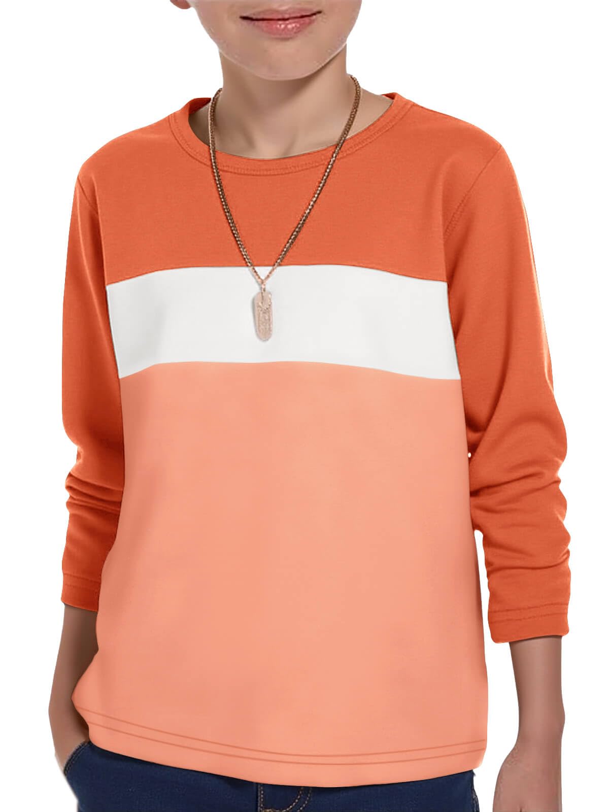Haloumoning Boys Long Sleeve Shirts Color Block Fall Tops 5-14Y