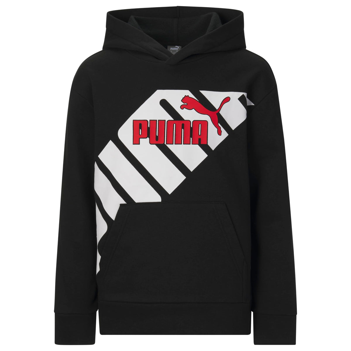 PUMA Boys' Logo Pullover Hoodie, Fleece Sweatshirt, Large Front Pocket
