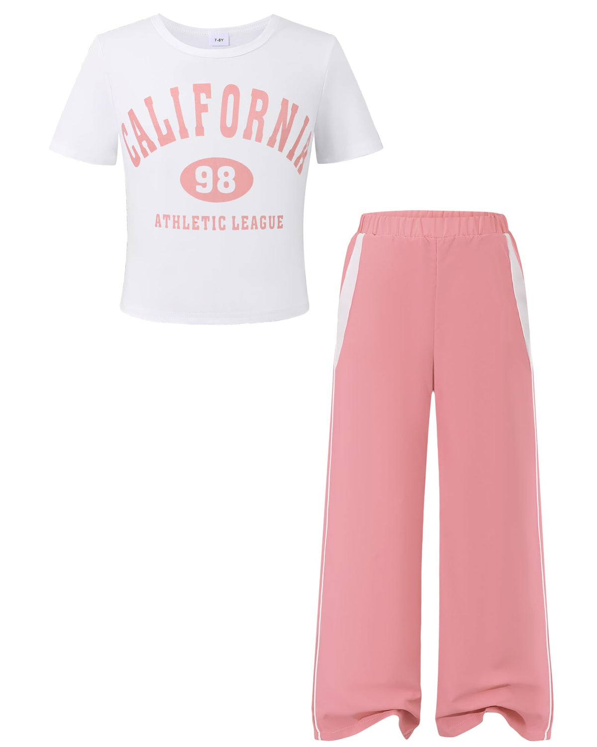 YOURUIKEY Girls 2 Piece Outfits Short Sleeve Shirts & Sweatpants Set with Pockets Summer Clothes Sweatsuit Size 7-14Y