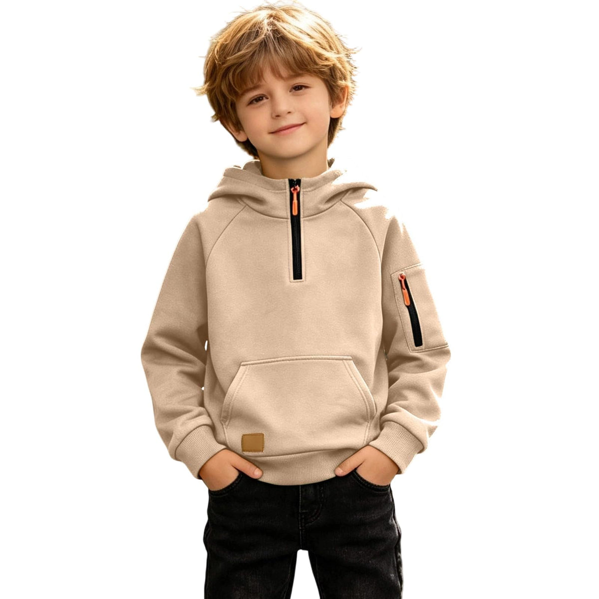 Boys Hoodies Quarter Zip Long Sleeve Pullover Hooded Sweatshirt 2026 Kids Fall Winter Teen Boy Clothes 4-15 Years