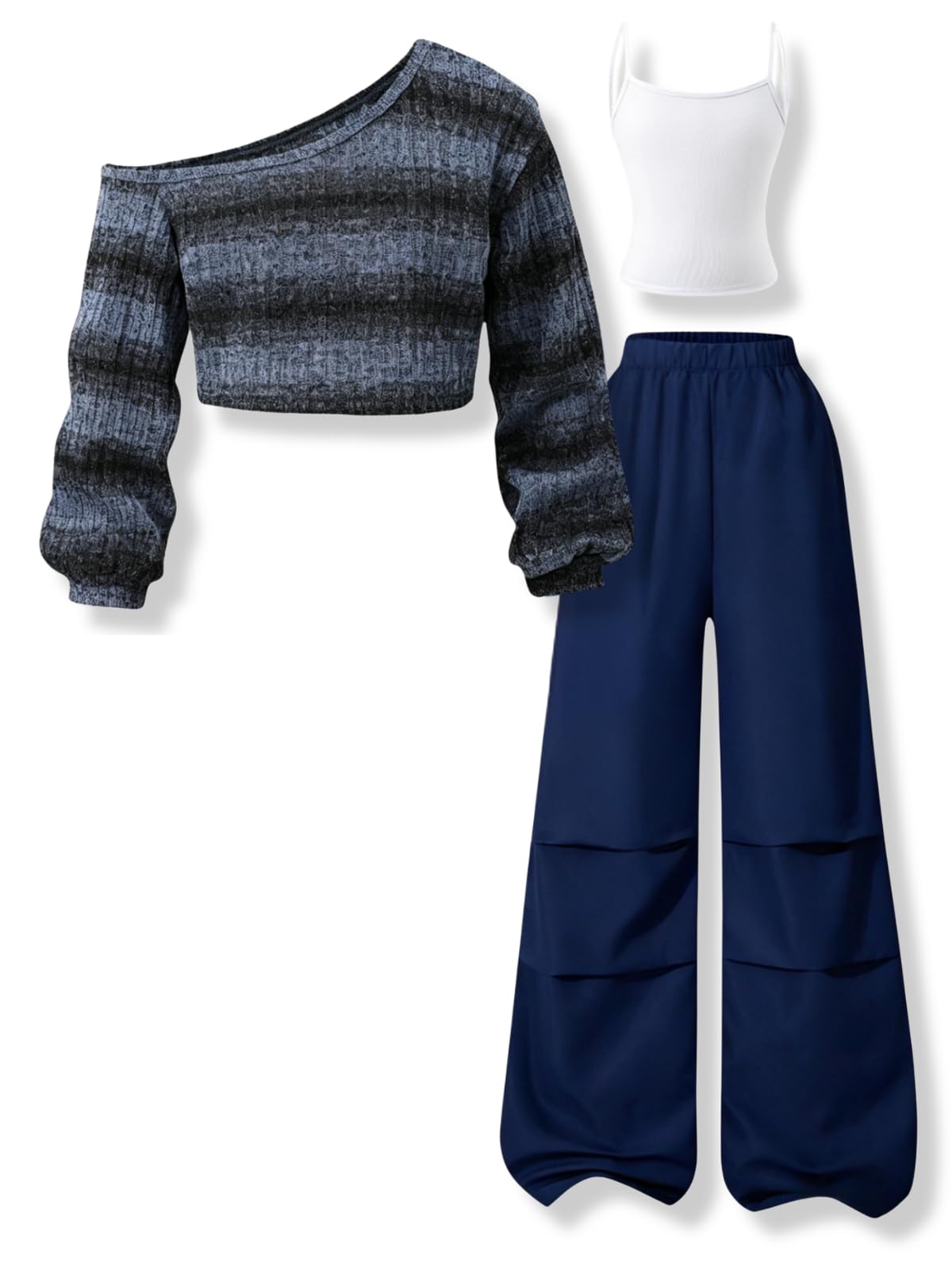 Girls Clothes 3 Piece Shirt Cami Top Pants Outfits 9-16 Years