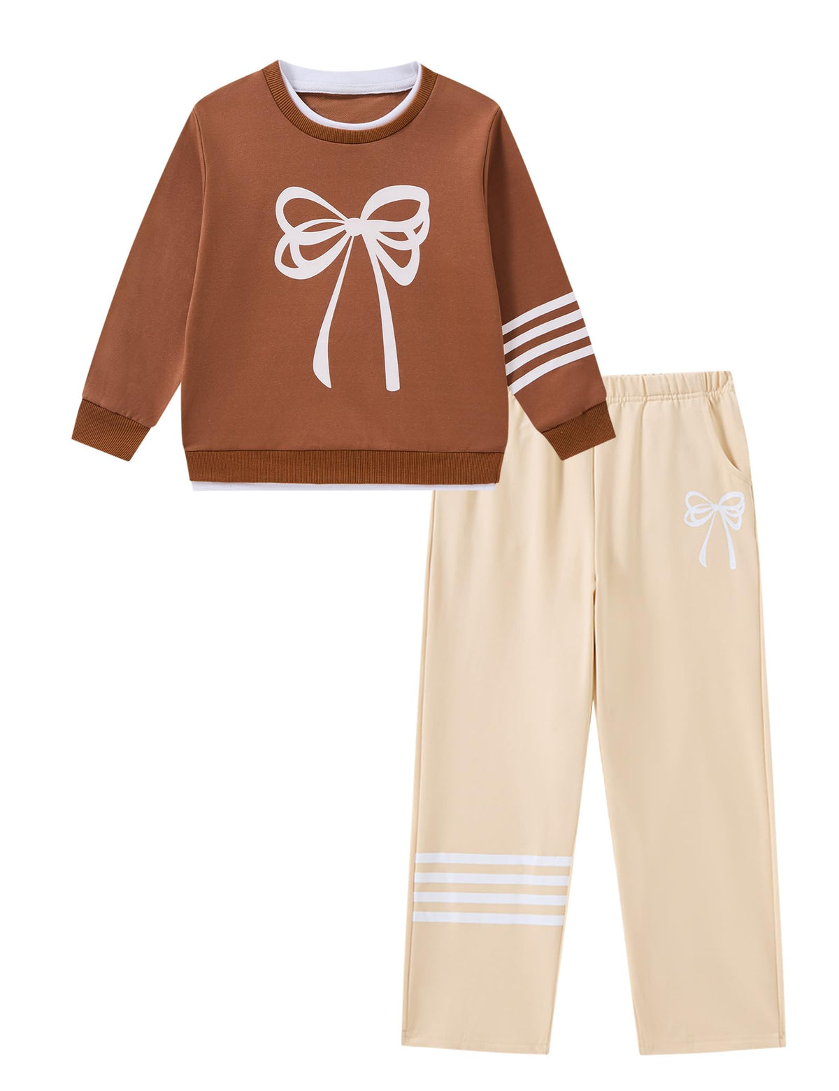Girls 2 Piece Outfits Crewneck Sweatshirt Pants Girls Fall Winter Clothes Set 6-14Y