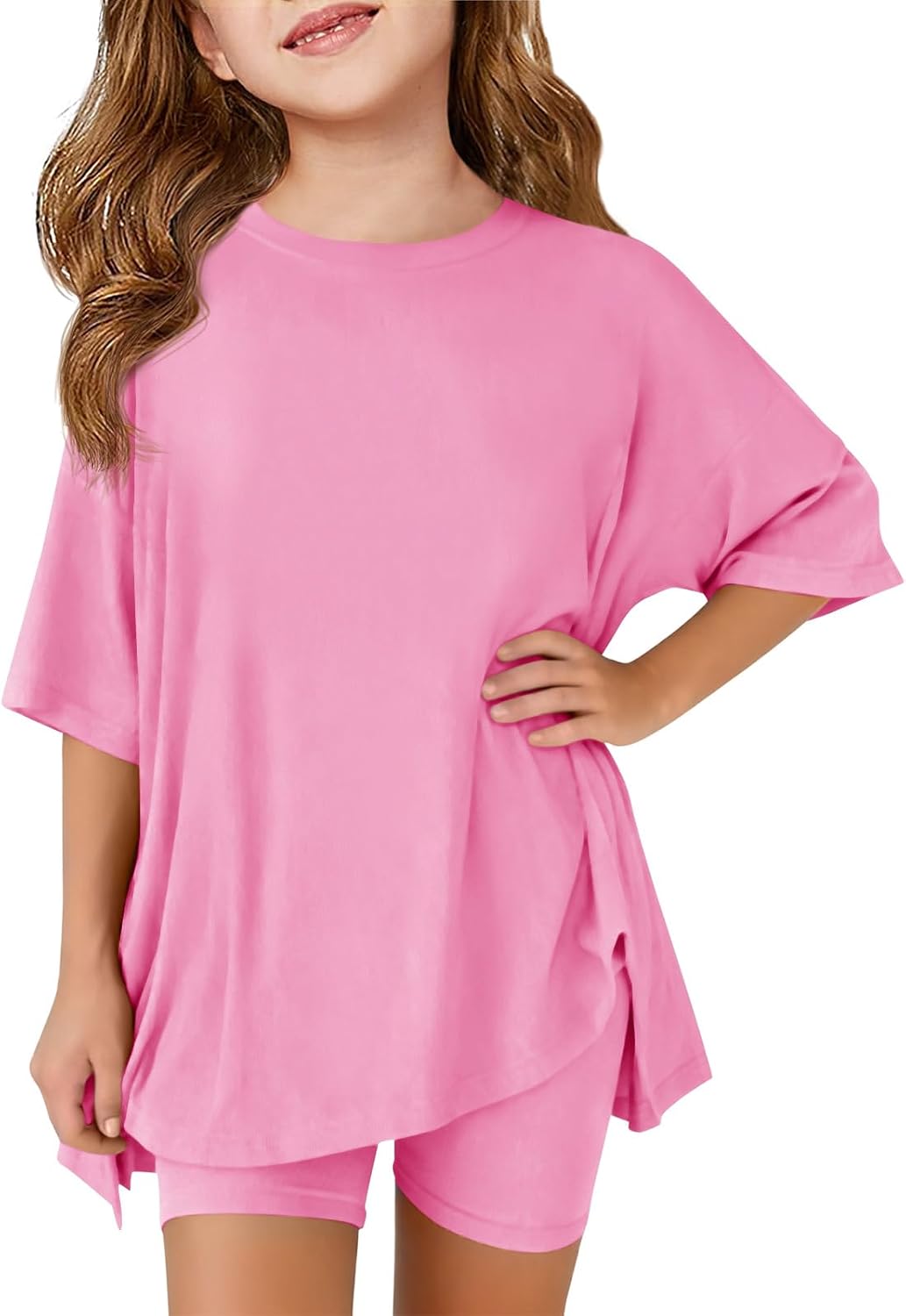 Haloumoning Girls Summer Lounge Set Oversized 2 Piece Clothing Sets