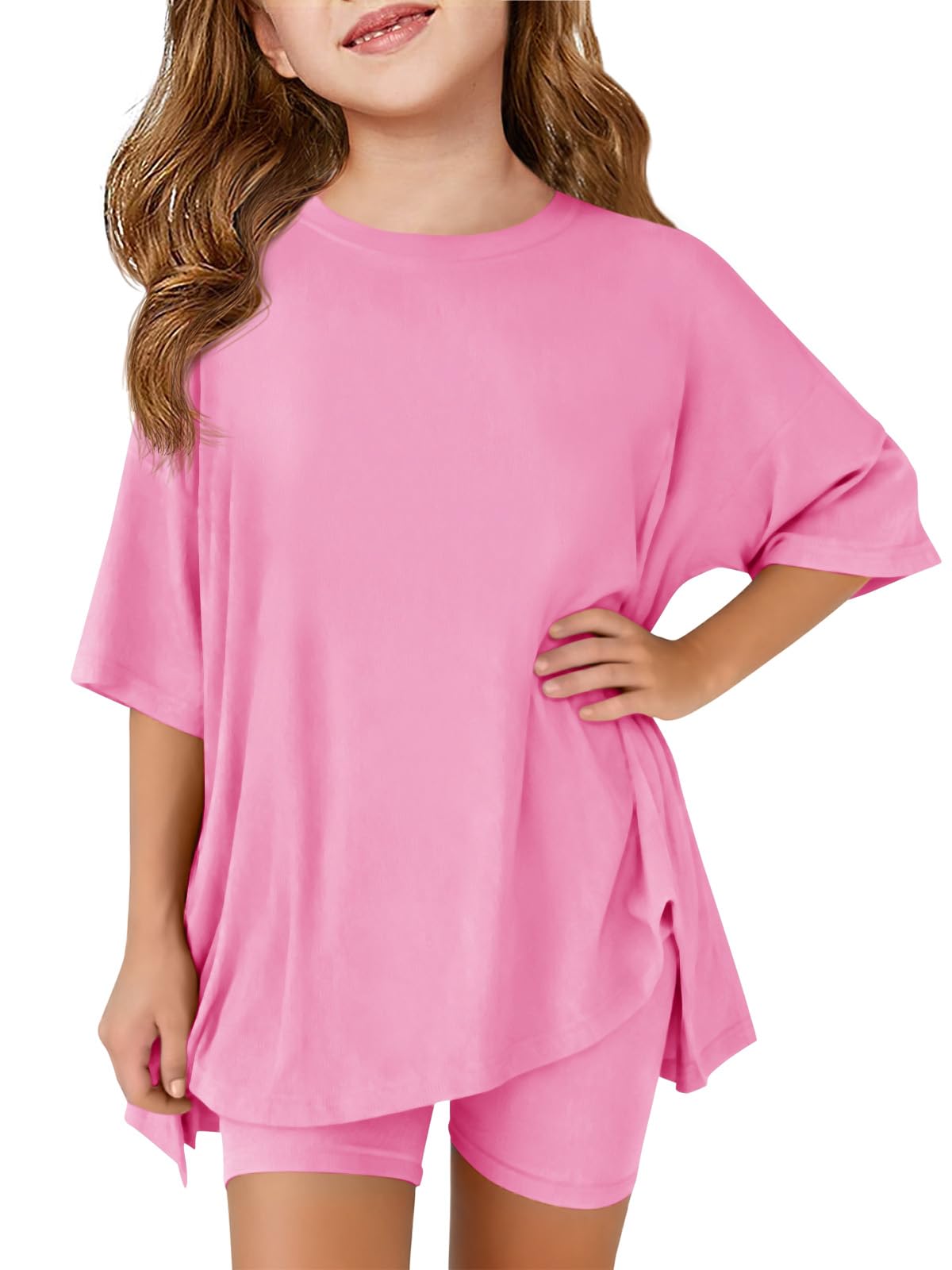 Haloumoning Girls Summer Lounge Set Oversized 2 Piece Clothing Sets