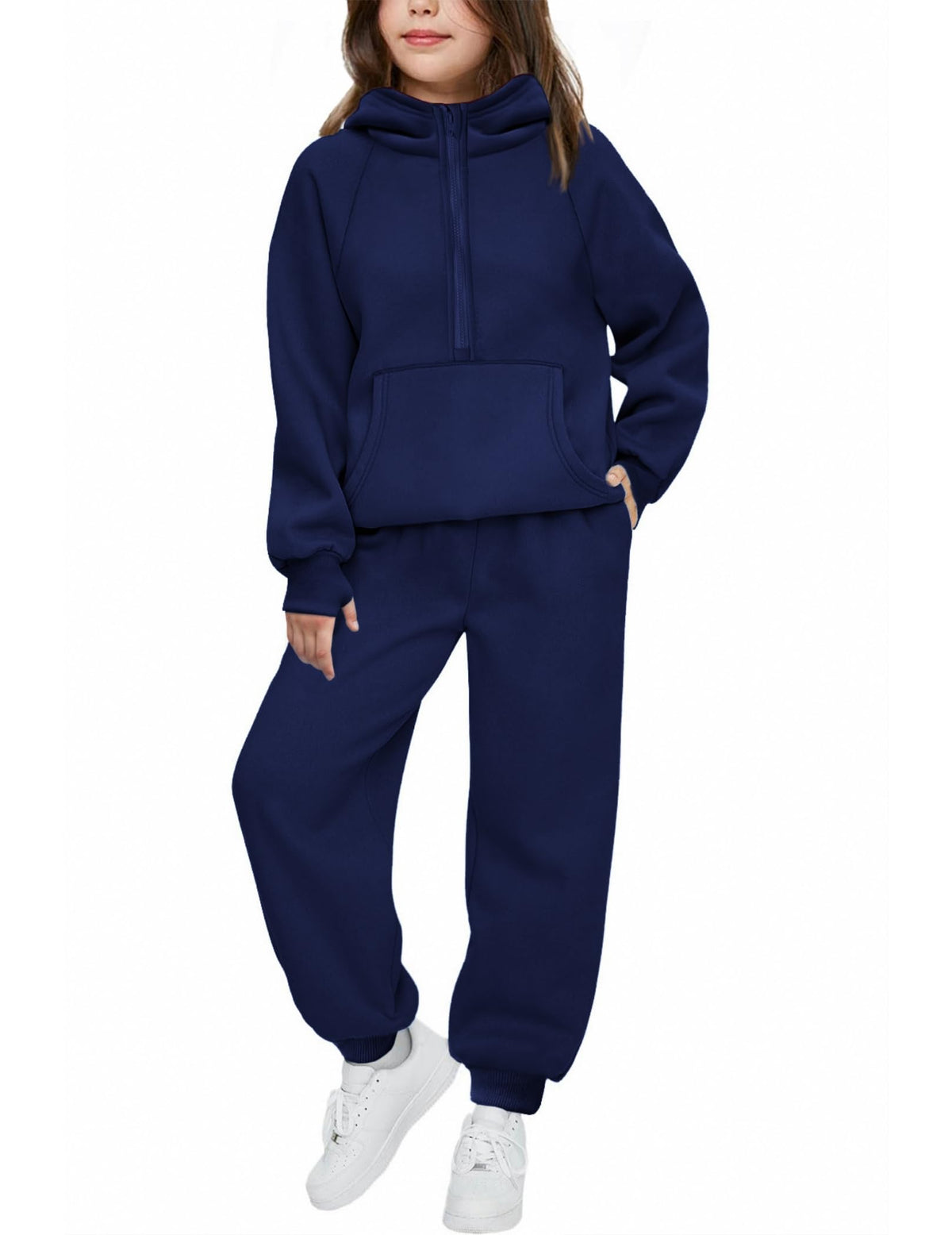 Arshiner Girls 2 Piece Outfits Sweatsuit Half Zip Sweatshirt and Sweatpants