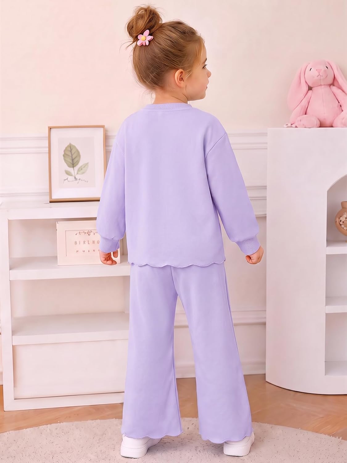 Haloumoning Toddler Baby Girl Fleeced 2 Piece Pant Sets with Pockets 9M-8Y