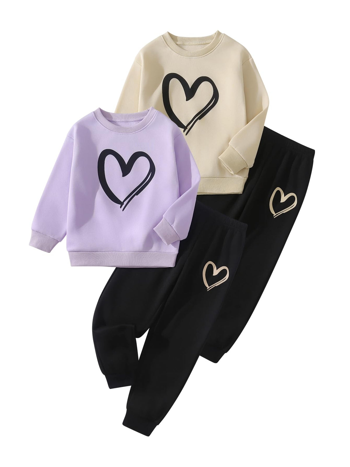 Girls Outfits 4 Piece Long Sleeve Sweatshirt Cargo Pants 3-12Y