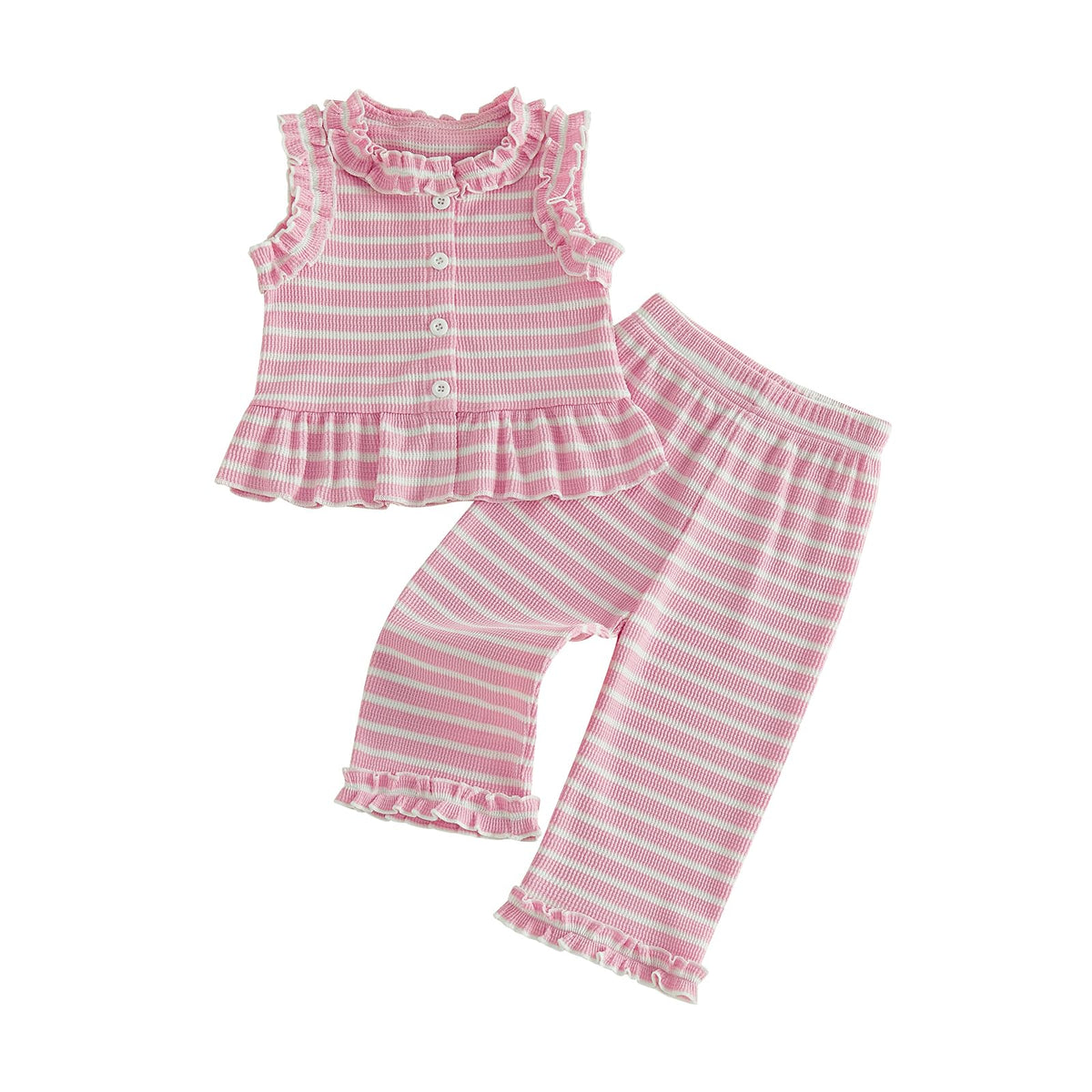 Kupretty Toddler Girl Clothes Ruffle Sleeveless Shirt Pants Set