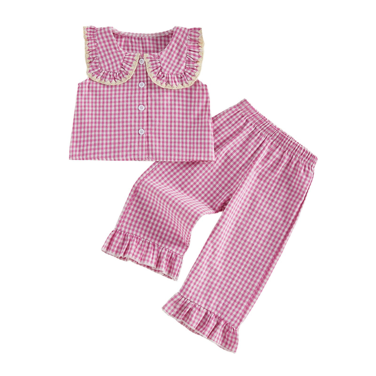 Kupretty Toddler Girl Clothes Ruffle Sleeveless Shirt Pants Set