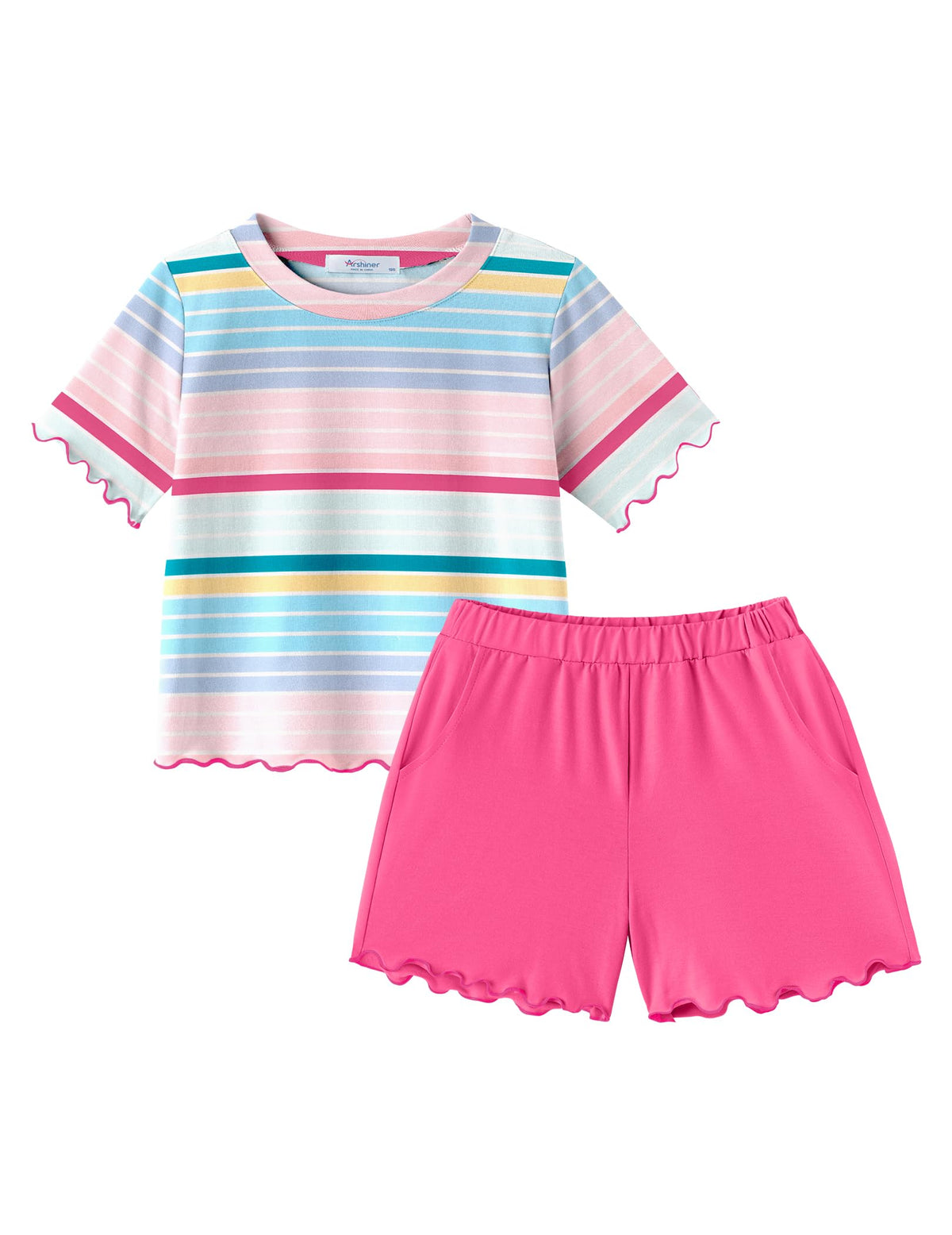 Arshiner Toddler Girls Clothes Ruffle Sleeves Top and Short 2 Piece Outfits