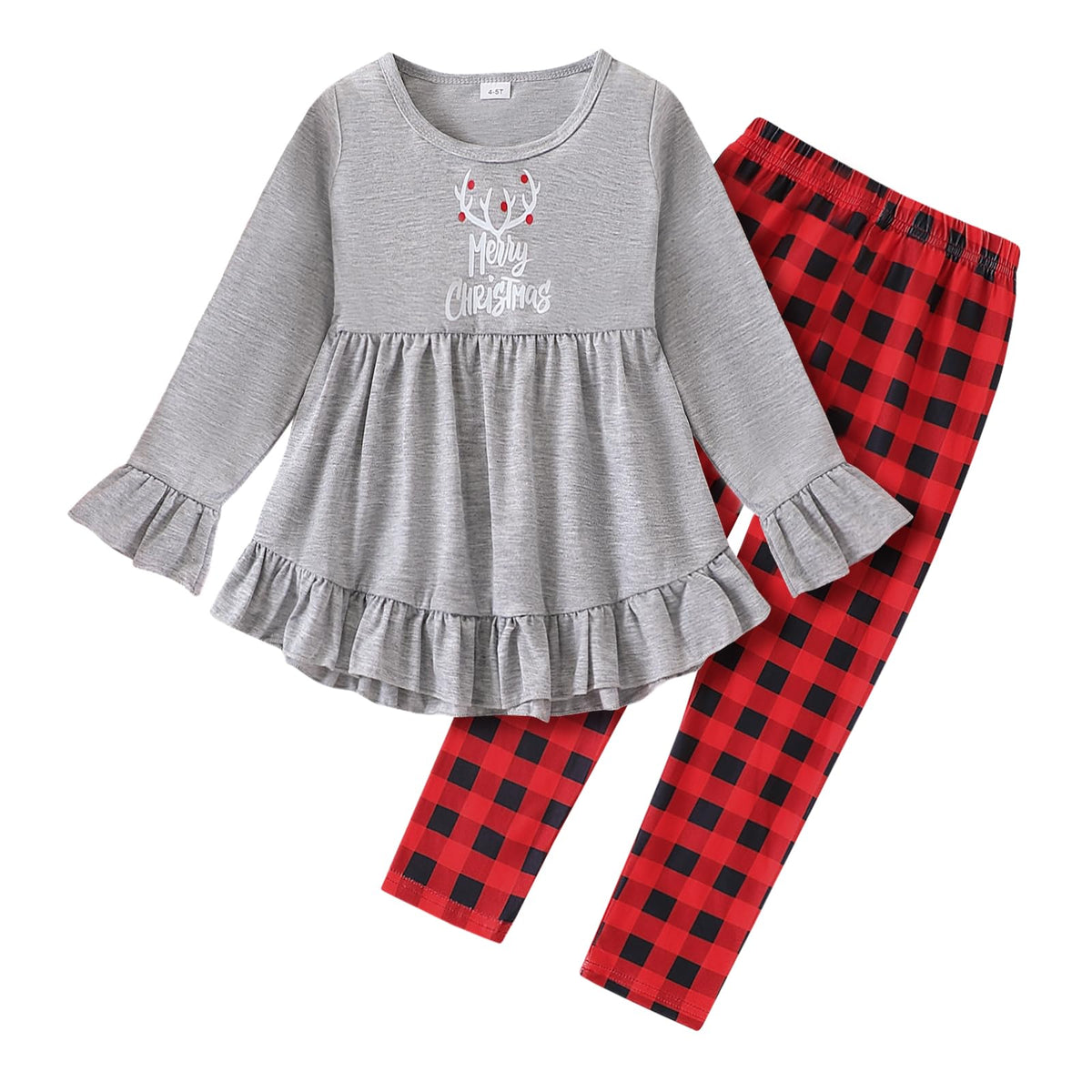 Axumity Kid Girl Clothes Ruffle Sleeve Top Floral Allover Pants 3-9 Years Fall Outfit Set