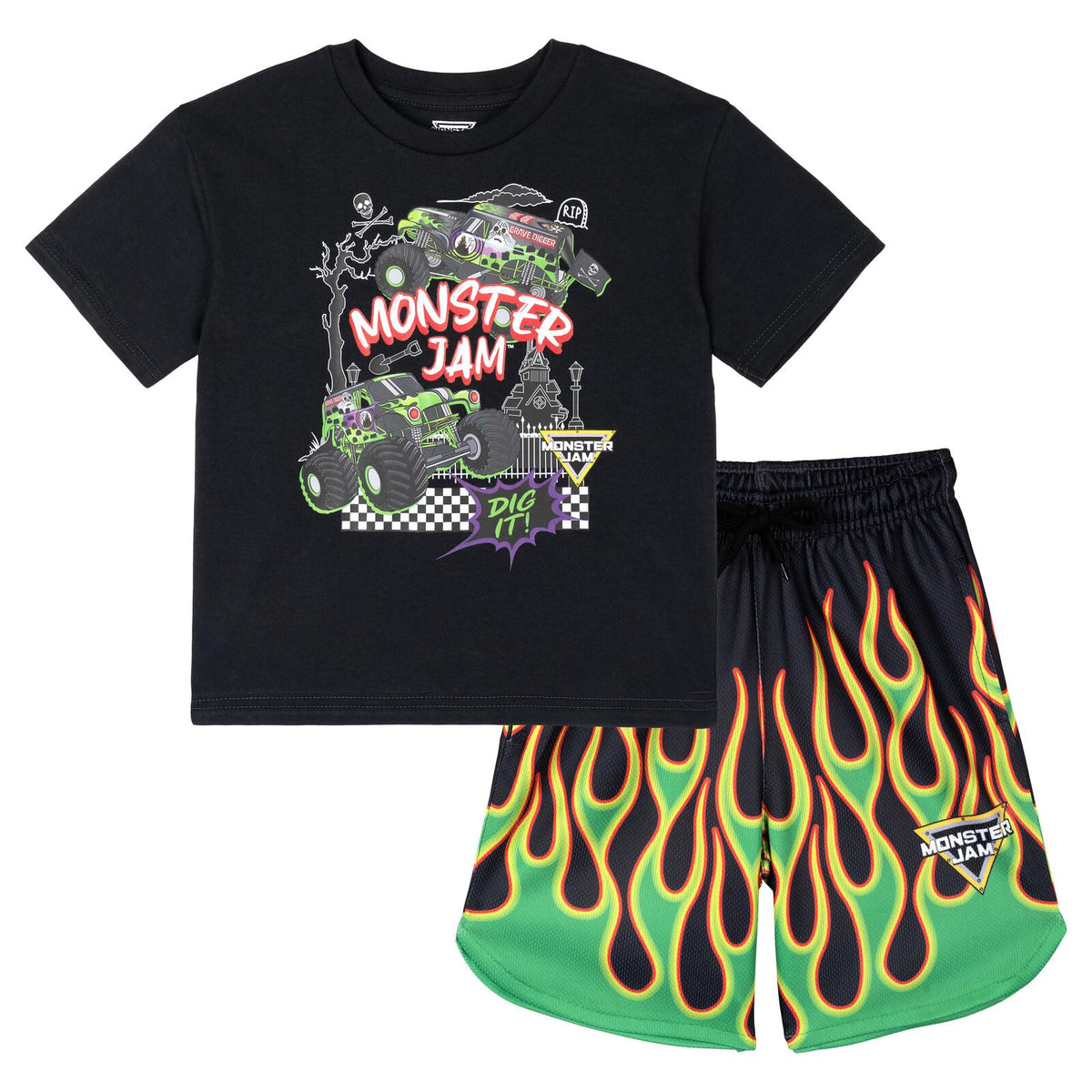 Monster Jam Boys' Athletic 2-Piece T-Shirt and Shorts Set Toddler to Big Kid