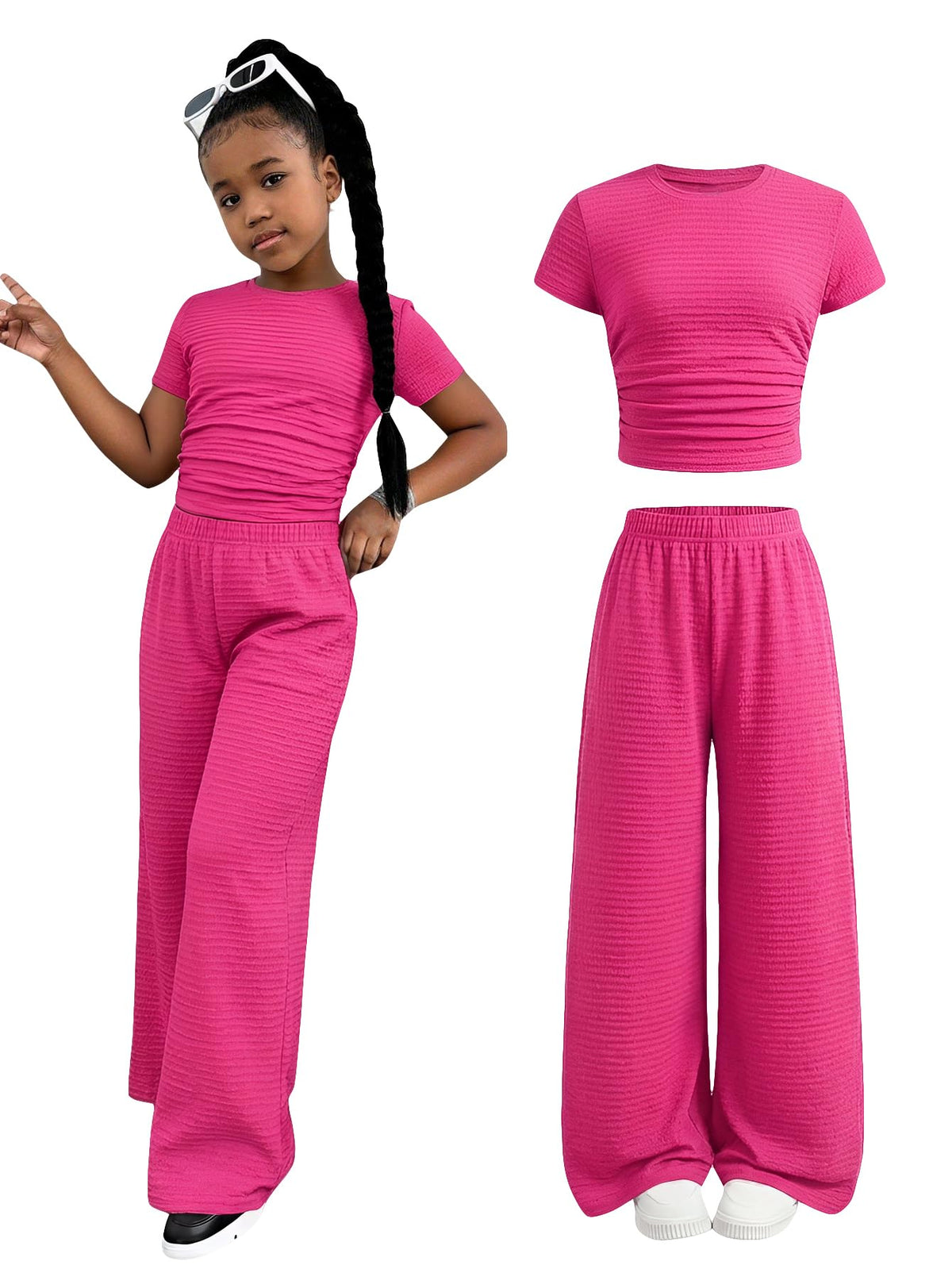 SOLY HUX Girl's Bow Print Short Sleeve T Shirt Pants Outfits