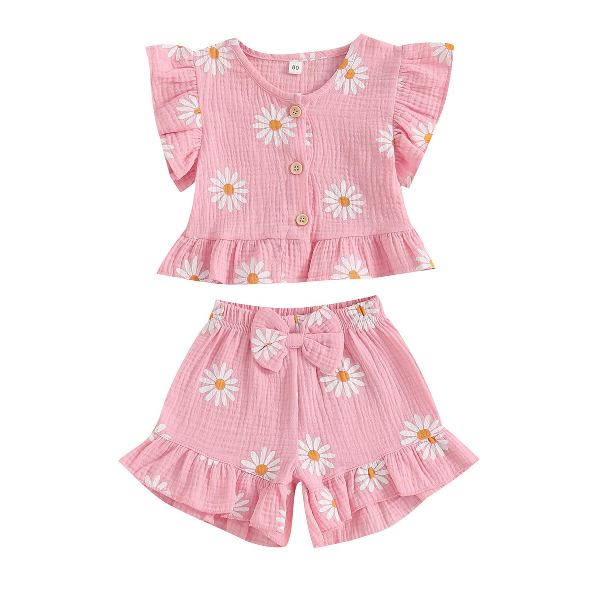 BemeyourBBs Summer Toddler Girl Clothes Baby Girl Ruffle Shirt Shorts Set
