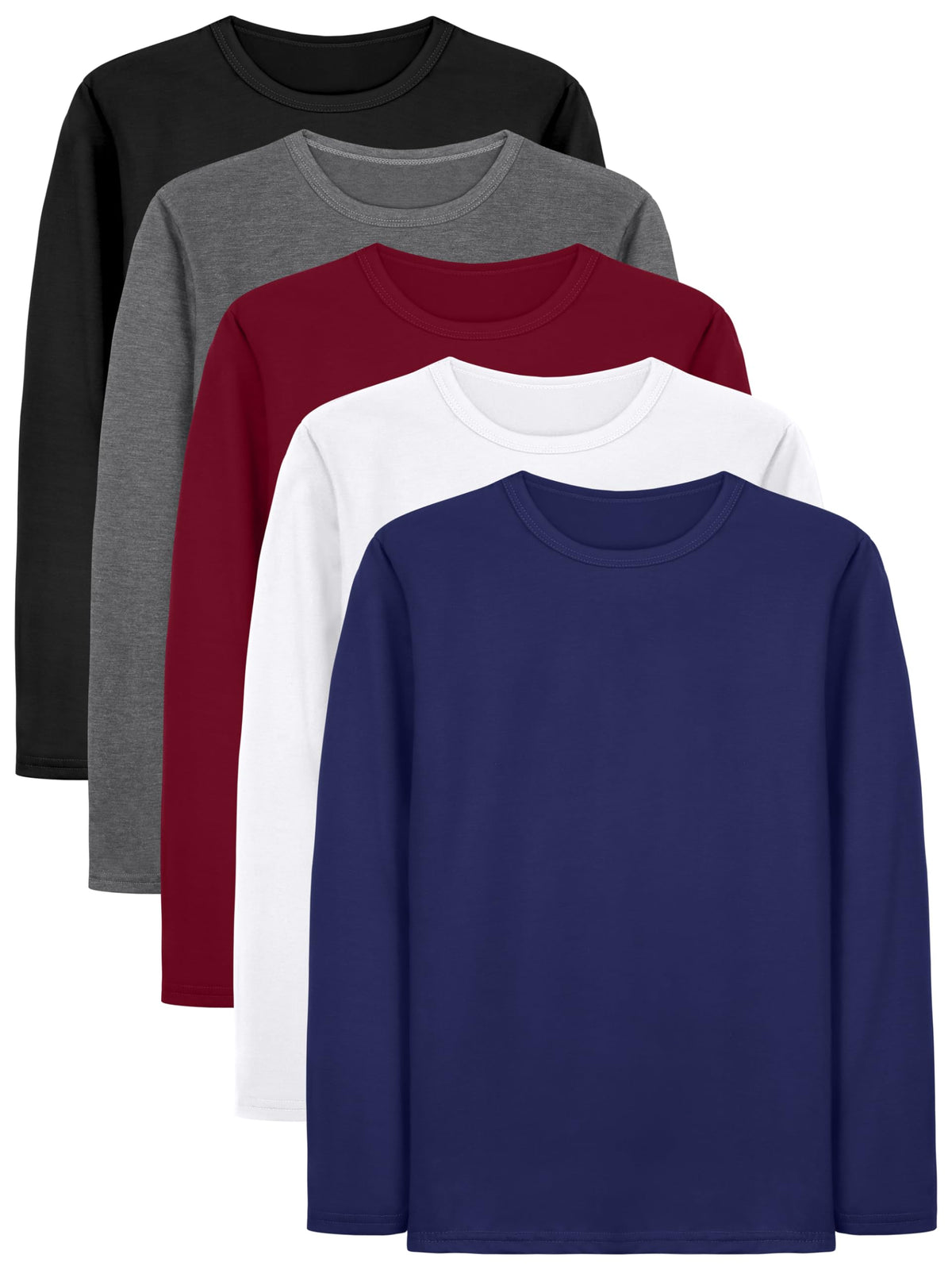Cooraby 5 Pack Boy and Toddlers Long Sleeve Shirts Kids Top Tees Shirts