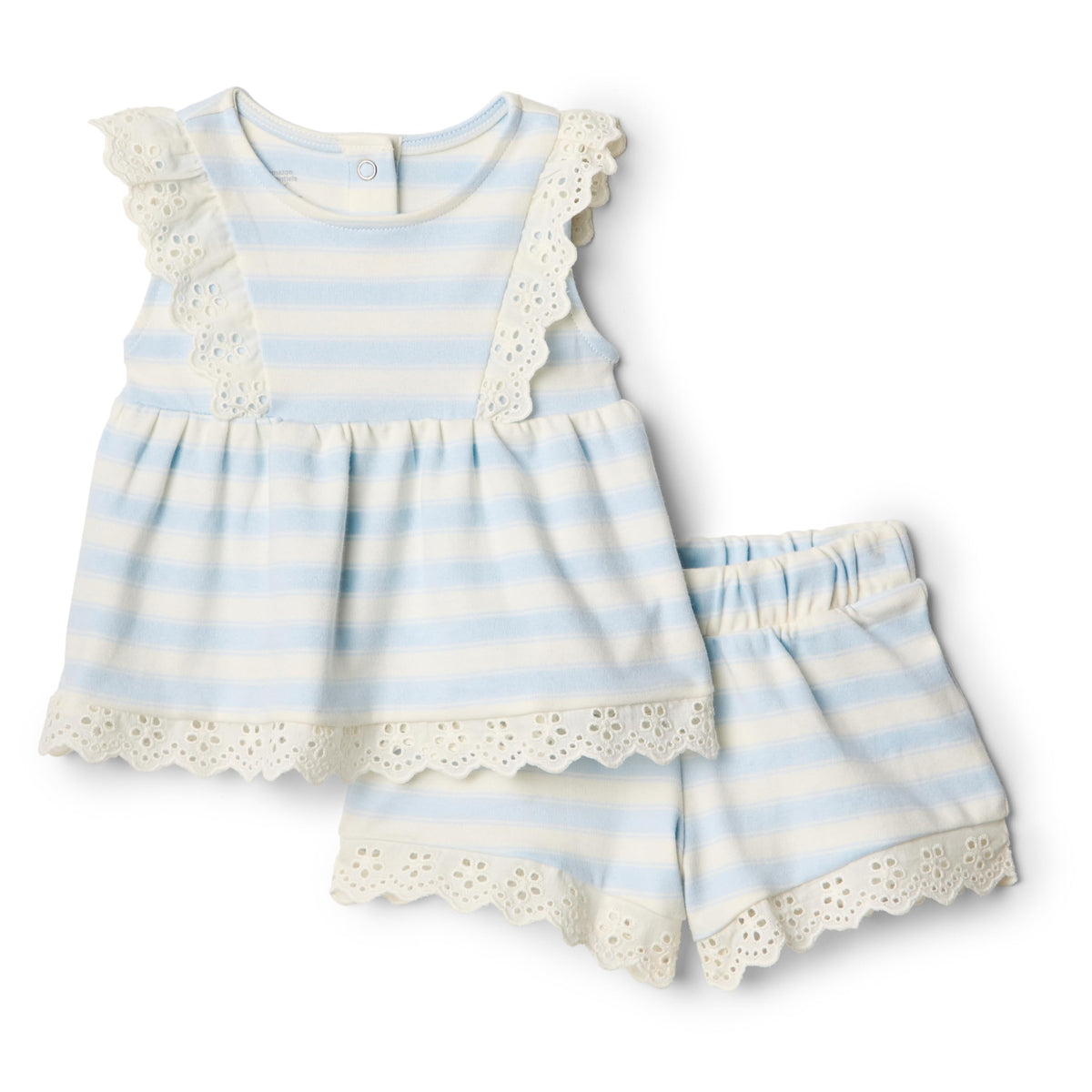 Amazon Essentials x Sofia Grainge Toddlers and Baby Girls' Cotton Eyelet Top & Shorts Play Set, Multipacks