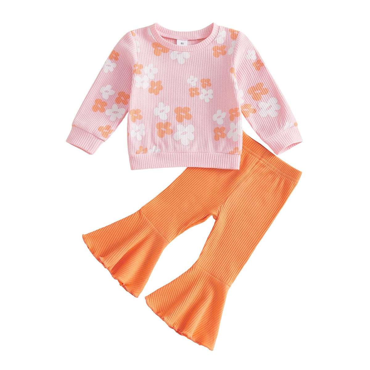 PUHHAPIEY Toddler Girl Clothes Floral Sweatshirt Flare Pants Set