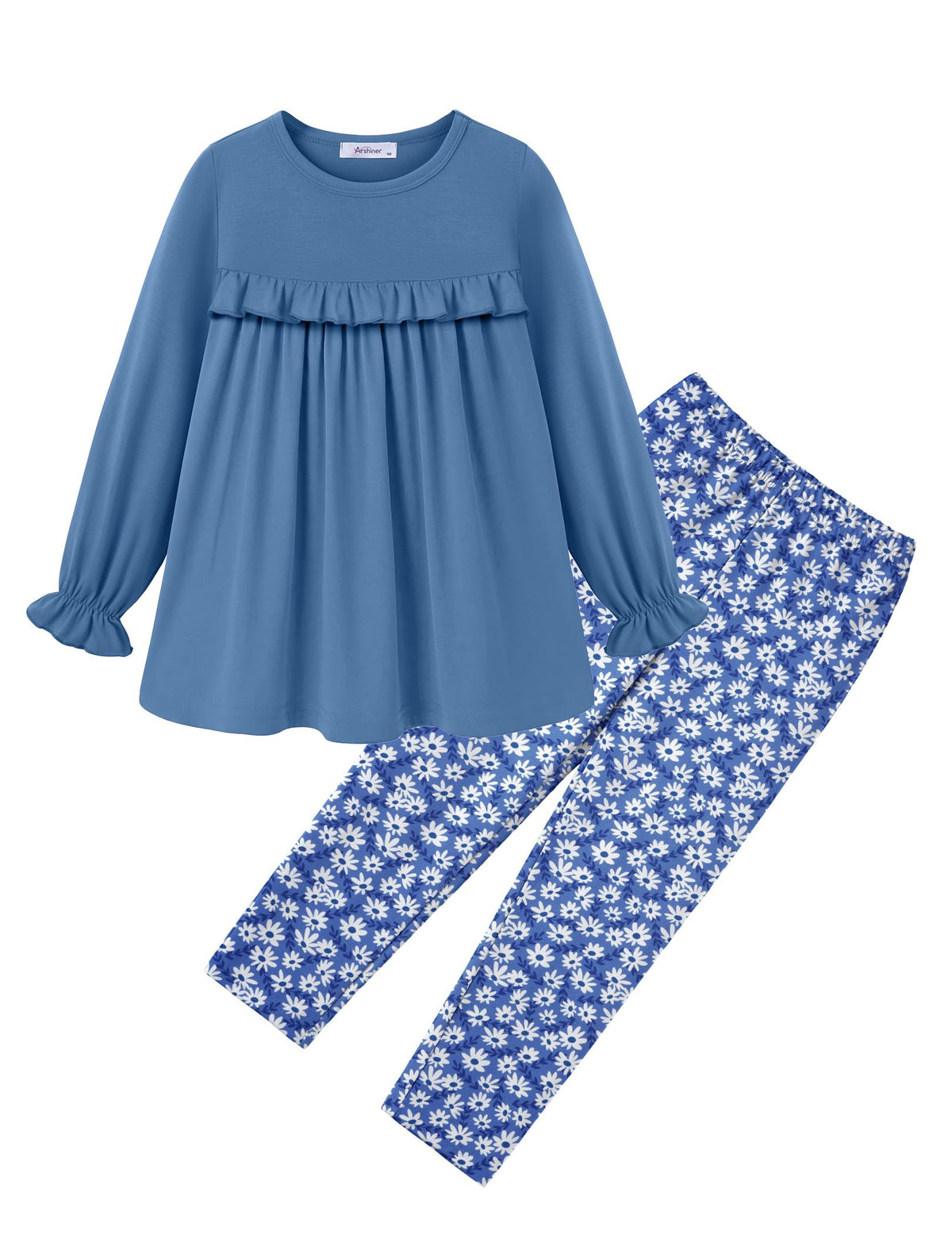 Arshiner Girls 2 Piece Outfits Toddler Fall Ruffle Shirt and Leggings Sets