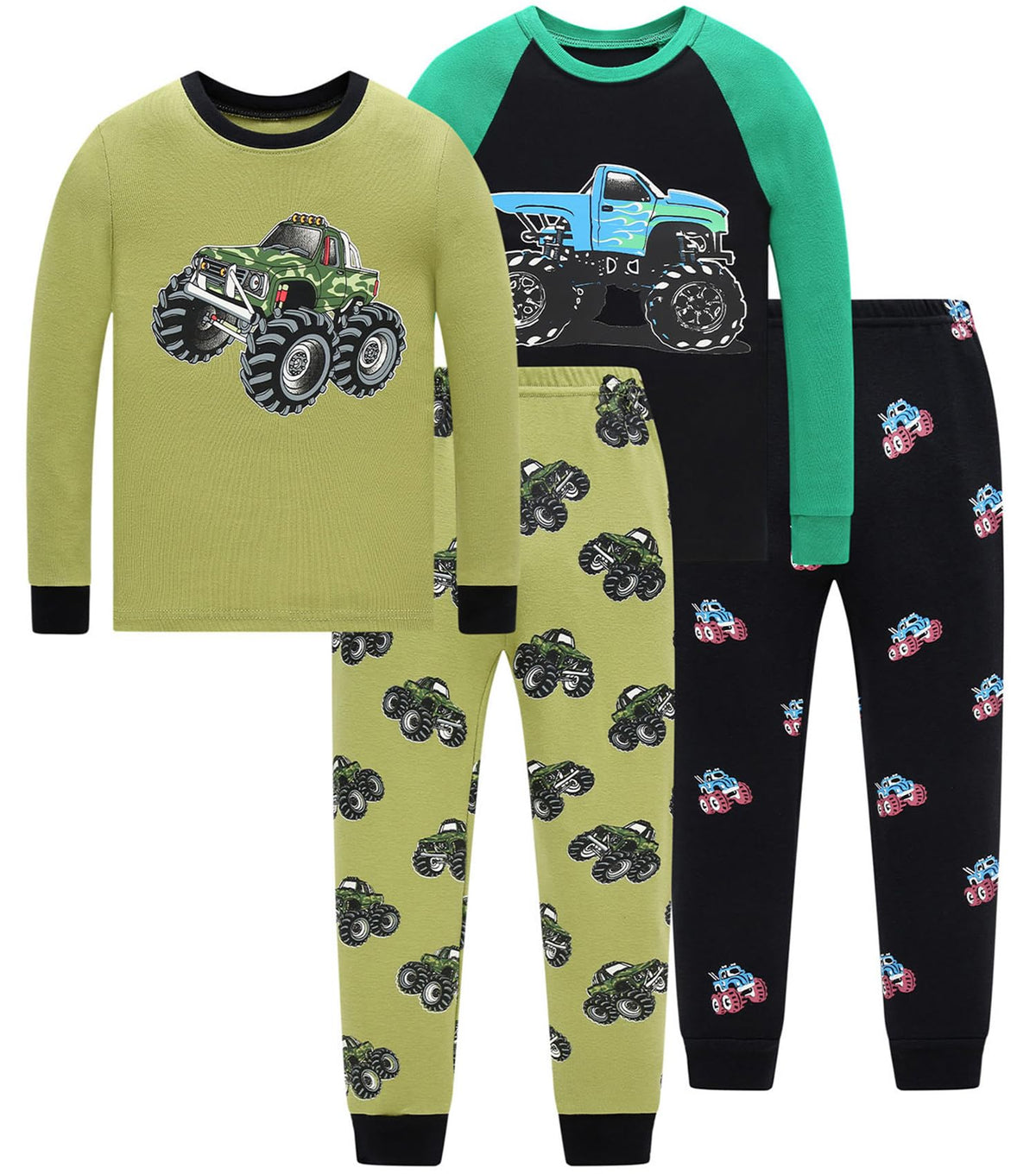 Little bety Boys 4 Pieces Cotton Pajamas Toddlers Long Sleeve 24M-12Years