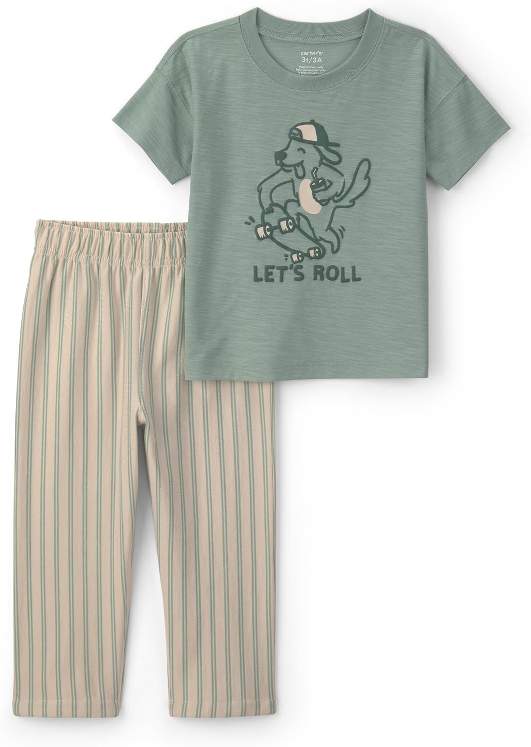 Carter's Baby Boys' 2-piece Pant Set Navy Blue Grey Little Champ Print