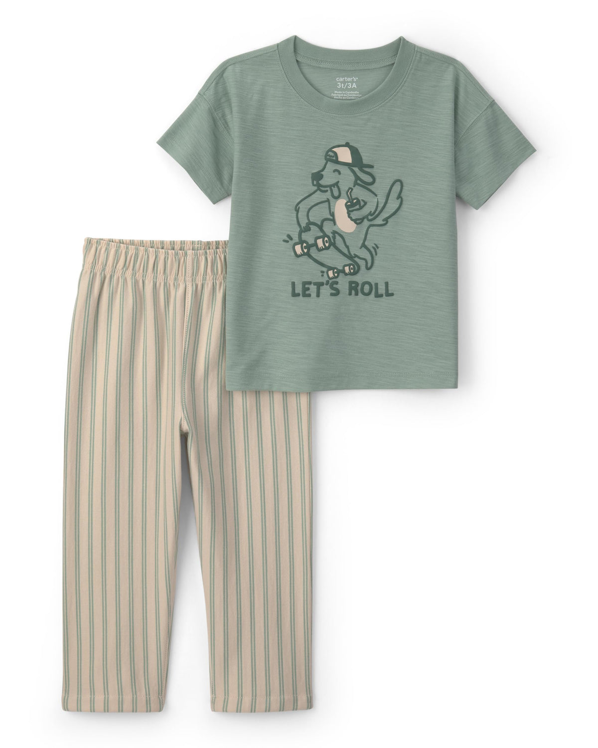 Carter's Baby Boys' 2-piece Pant Set Navy Blue Grey Little Champ Print