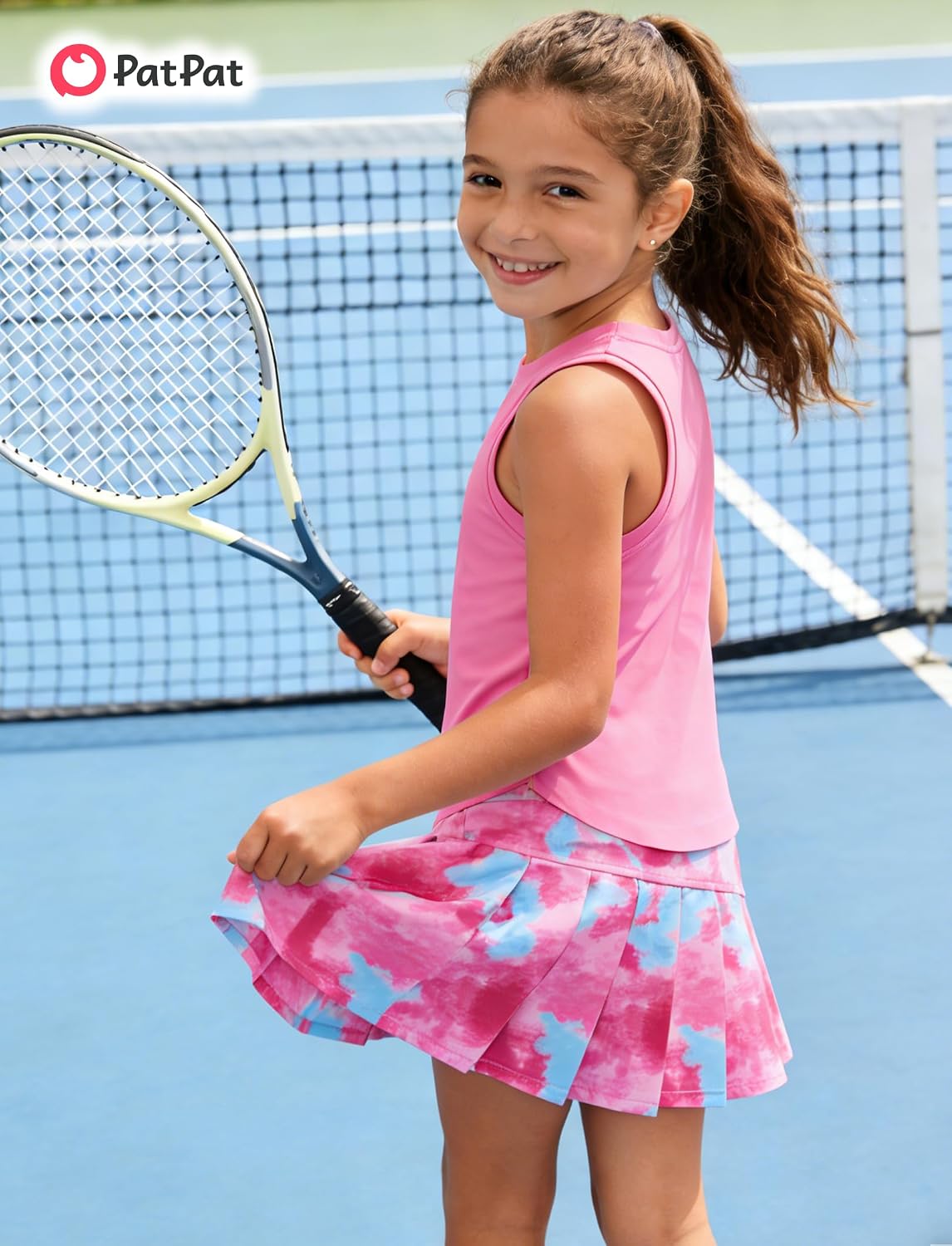 PATPAT Girls Tennis Skirt Sets Tank Top + Pleated Skort Activewear 5-12Y