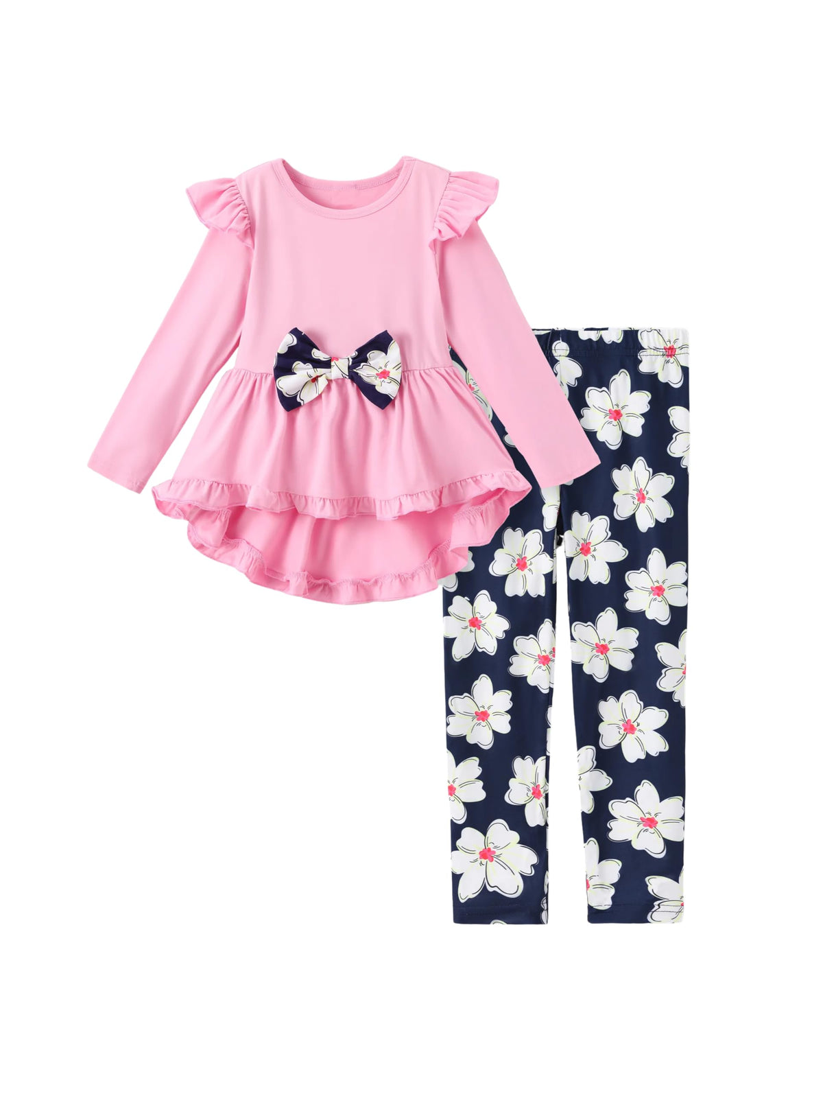Axumity Kid Girl Clothes Ruffle Sleeve Top Floral Allover Pants 3-9 Years Fall Outfit Set