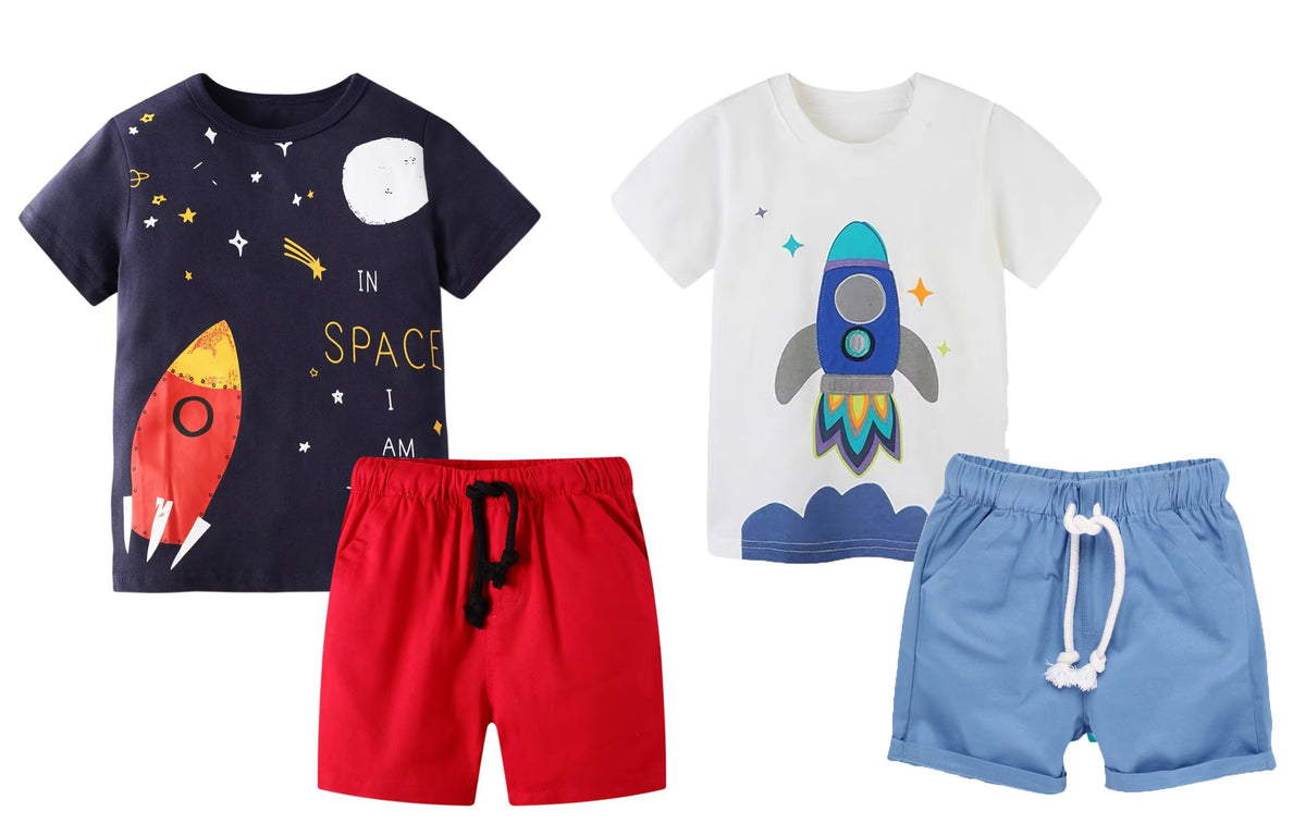 Toddler Boy Summer Clothes Outfits Short Sleeve Shirt Set 2-7 Years