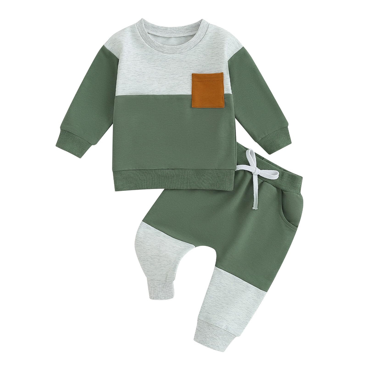 Kupretty Toddler Baby Boy Clothes Color Block Sweatshirt Pants Set
