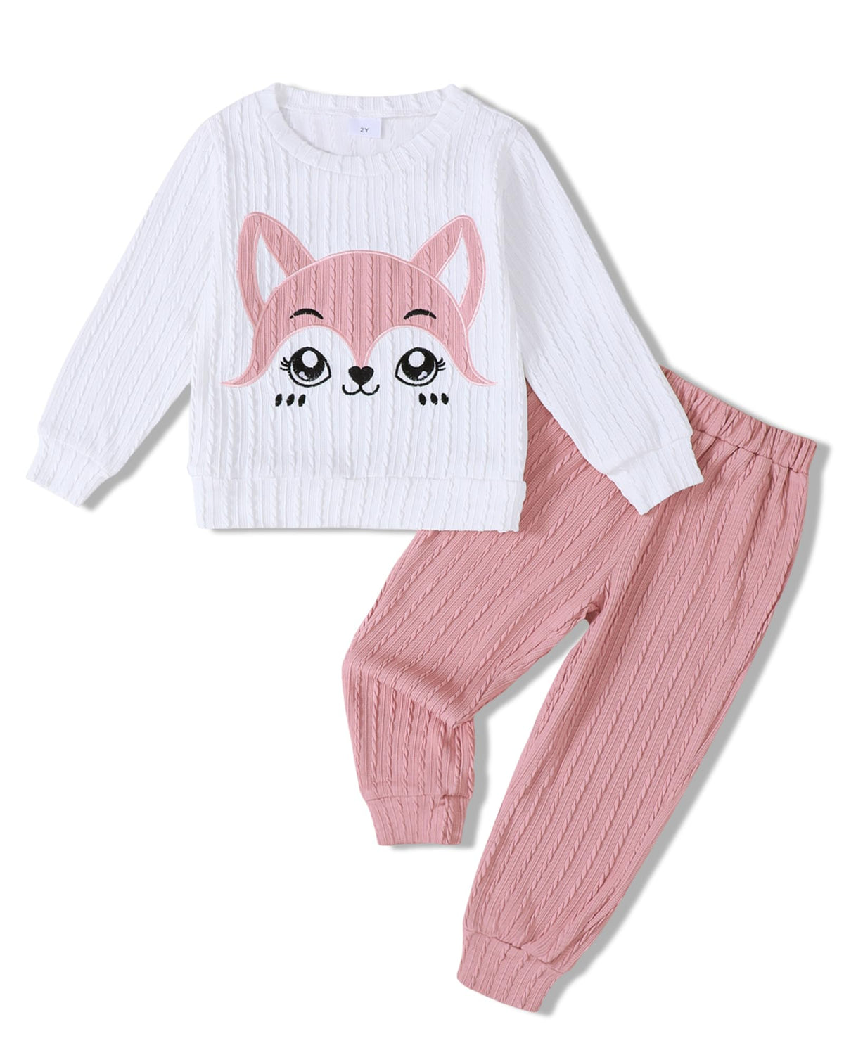Jecson Toddler Girl Fall Clothes: Soft Outfits Set Embroidered Knit Top & Sweatpants 2Pcs Cute Home Outdoor 2-8Y