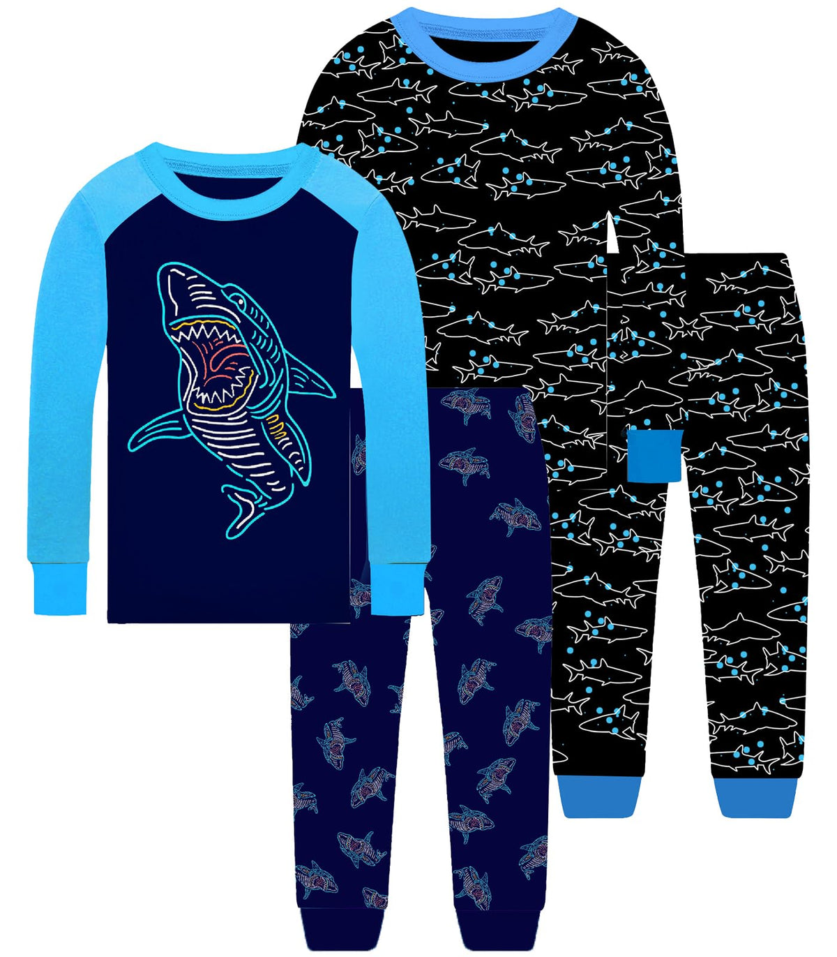 Little bety Boys 4 Pieces Cotton Pajamas Toddlers Long Sleeve 24M-12Years